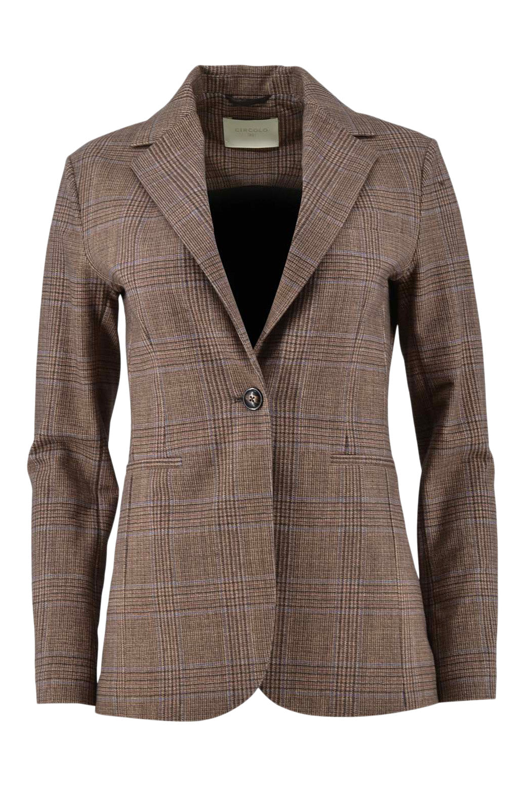 Circolo 1901 Prince of Wales Light Fleece Slim Long Jacket in Mocha