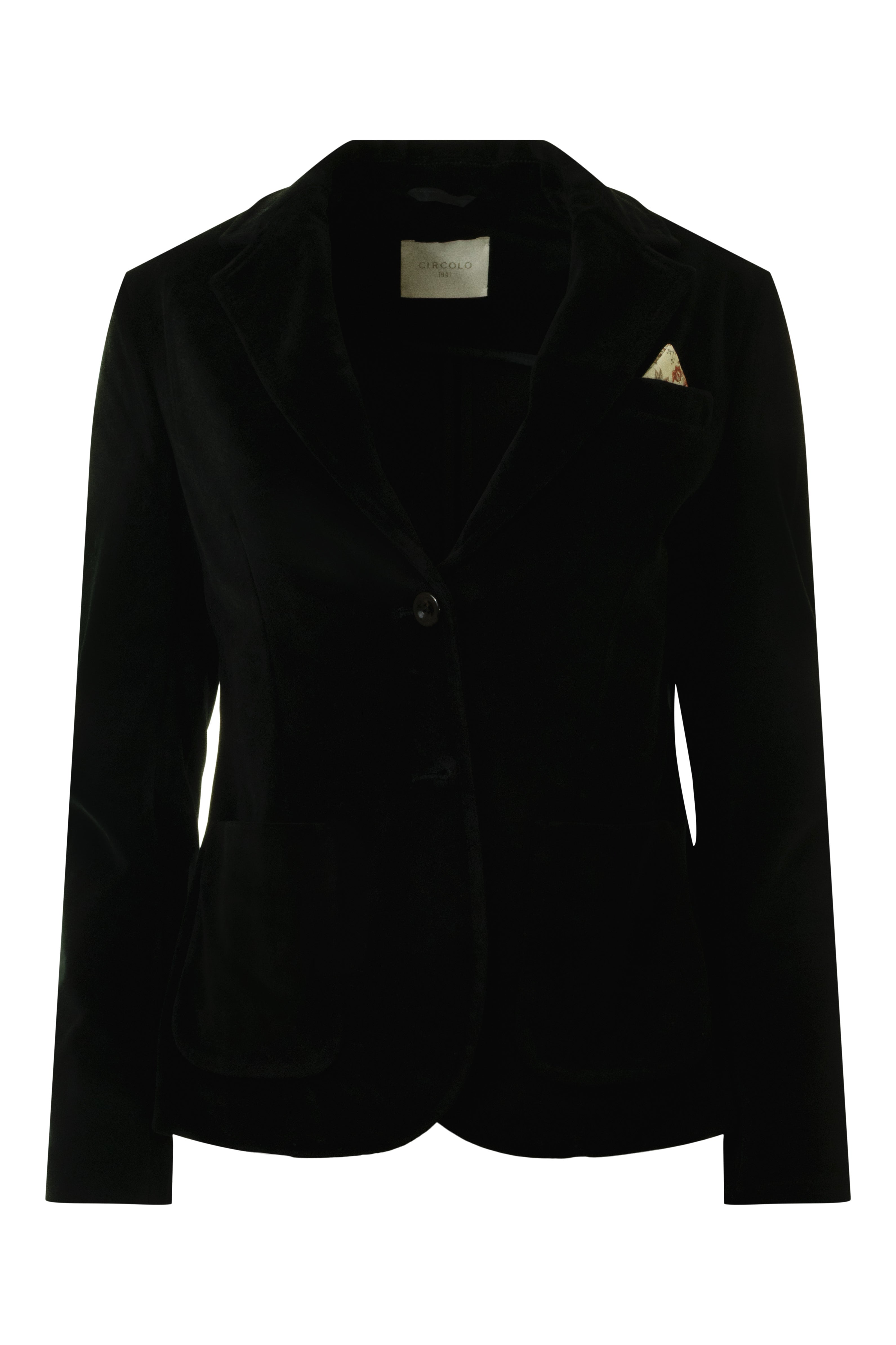 Circolo 1901 Velvet Slim Fit Jacket in Nero Pieno