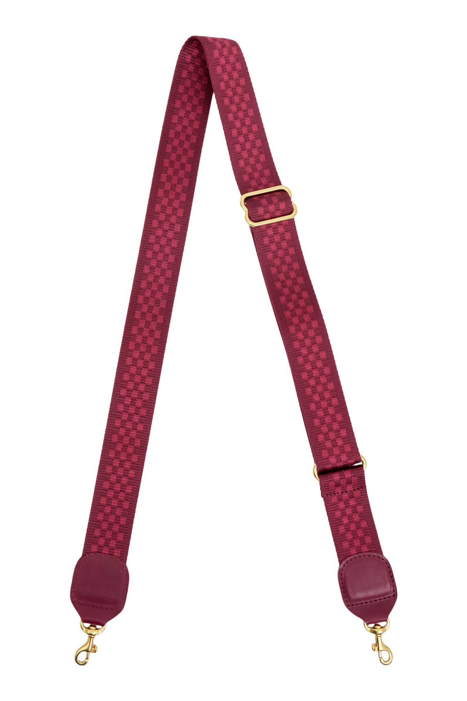 Clare V. Adjustable Crossbody Strap in Plummy Checkered