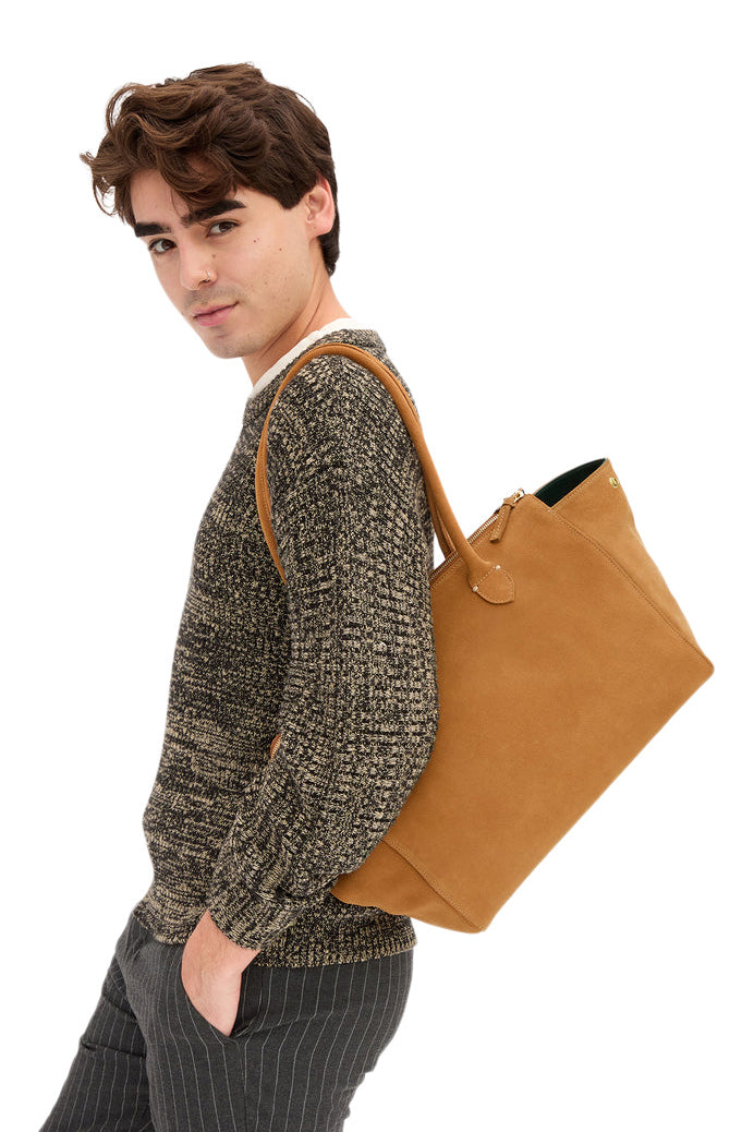 Clare V. Beatrice Suede Tote in Caramel