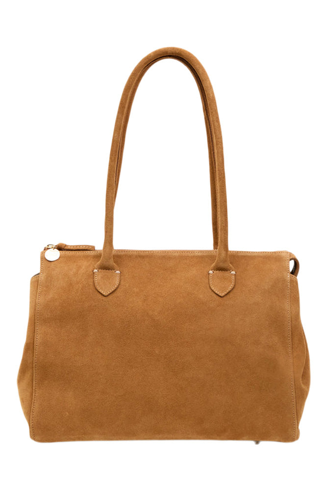 Clare V. Beatrice Suede Tote in Caramel