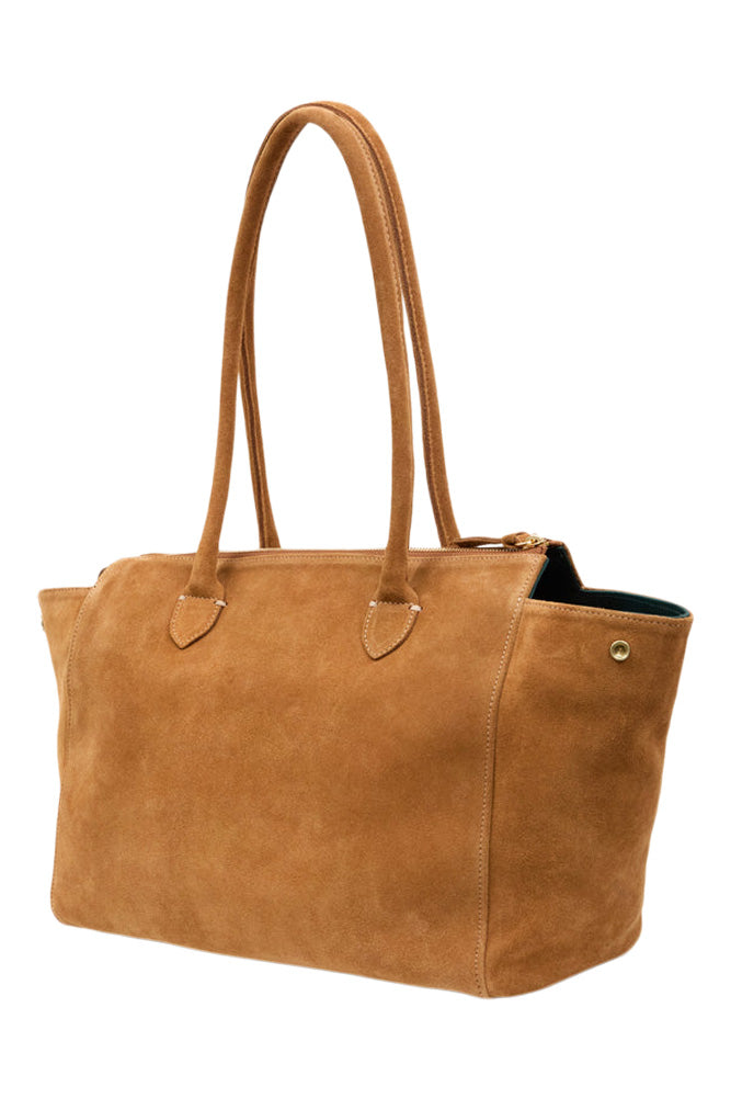 Clare V. Beatrice Suede Tote in Caramel