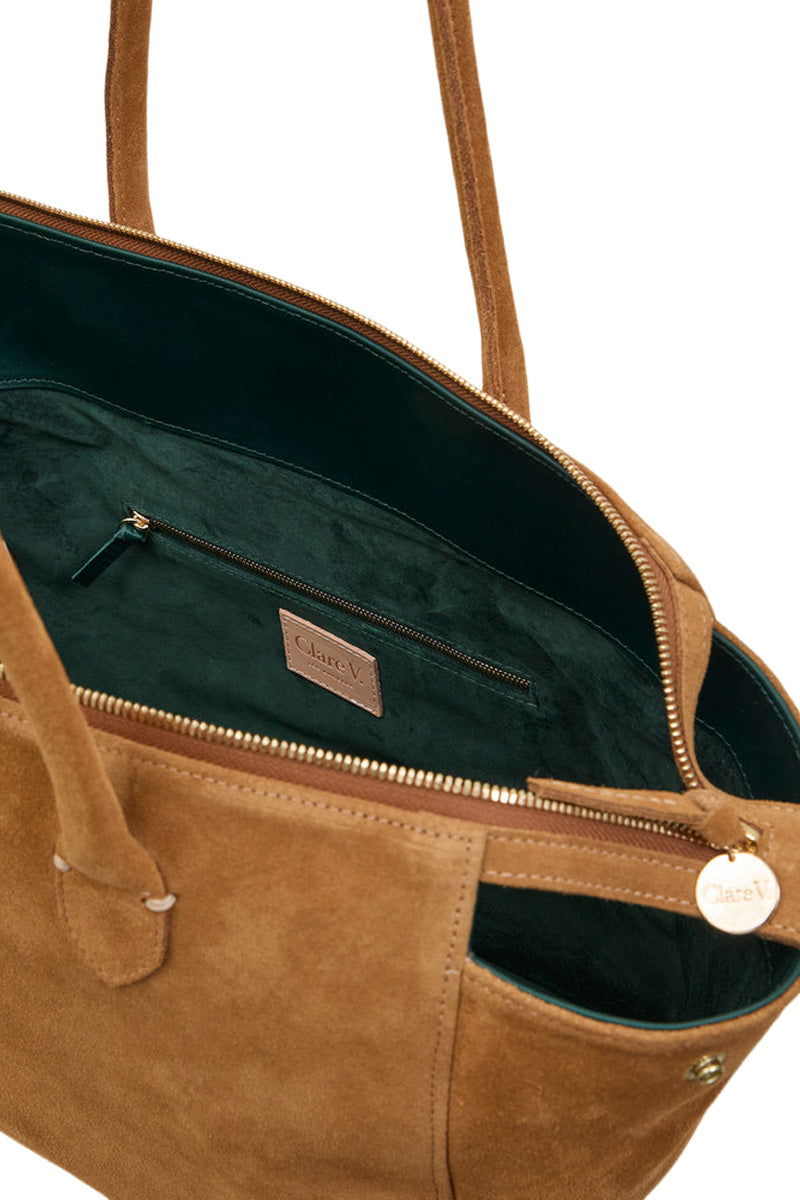 Clare V. Beatrice Suede Tote in Caramel