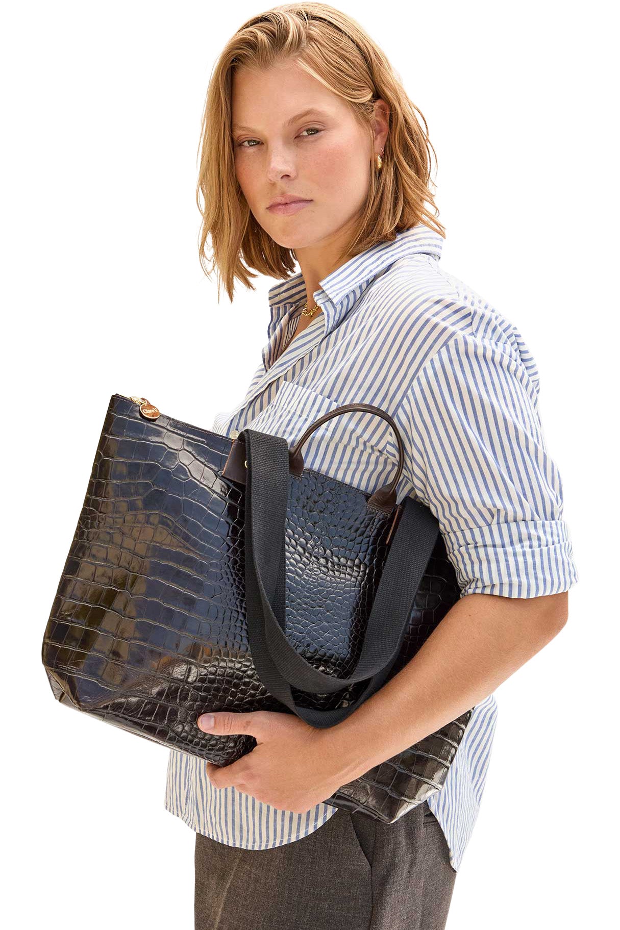 Clare V. Le Zip Sac in Kalamata Croco