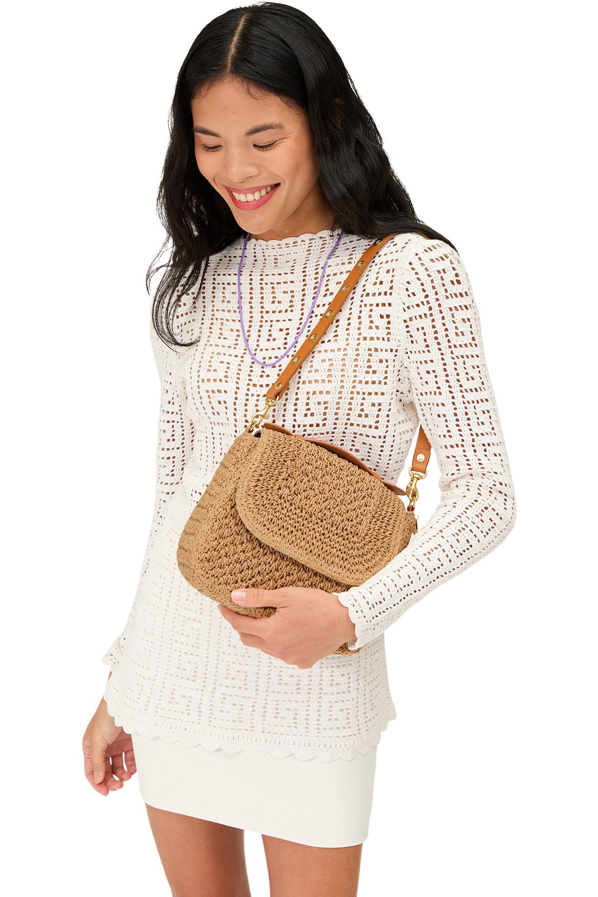 Clare V. Louis with Top Handle in Palm Raffia