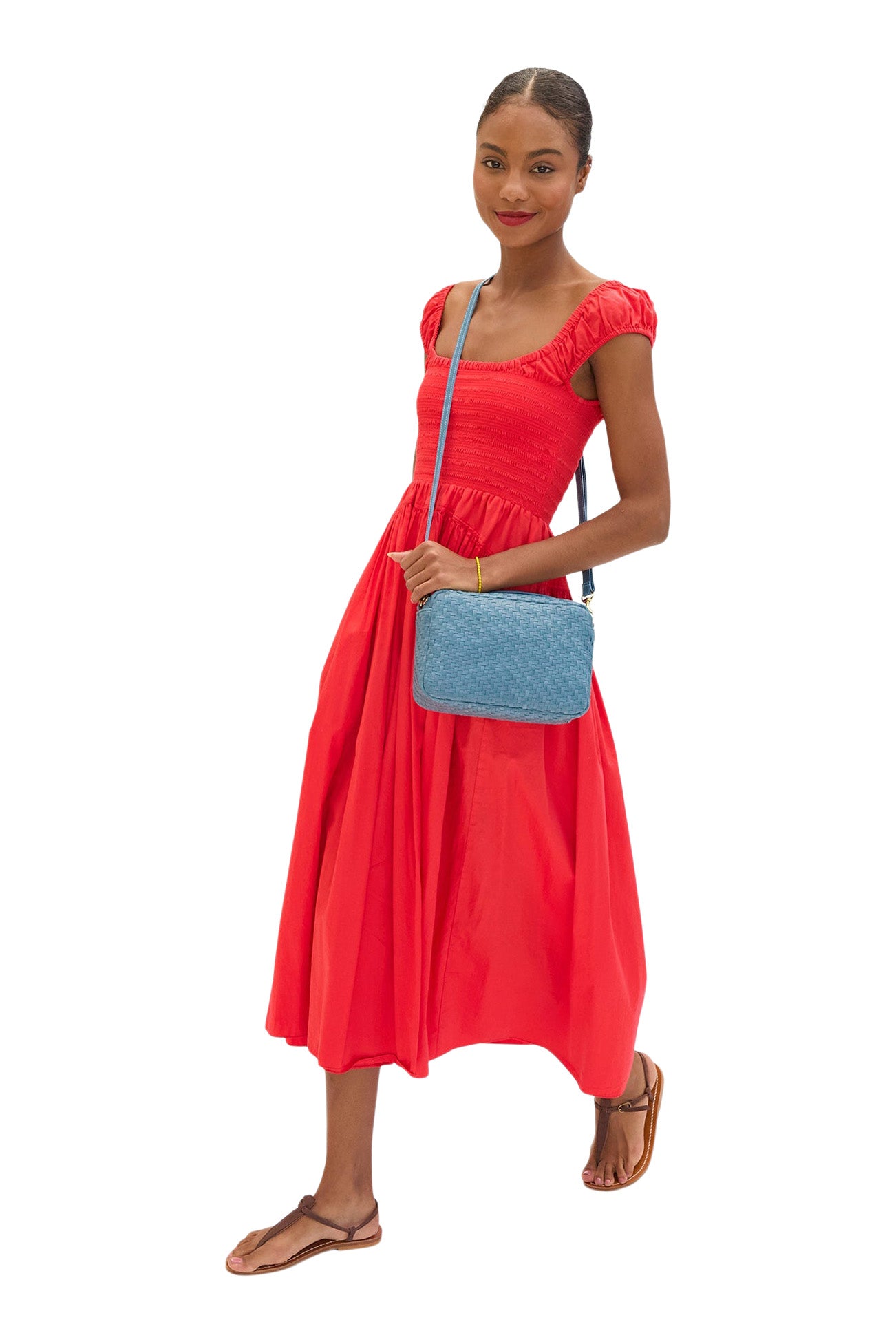 Clare V. Marisol Bag in Desert Blue Woven Zig-Zag Leather