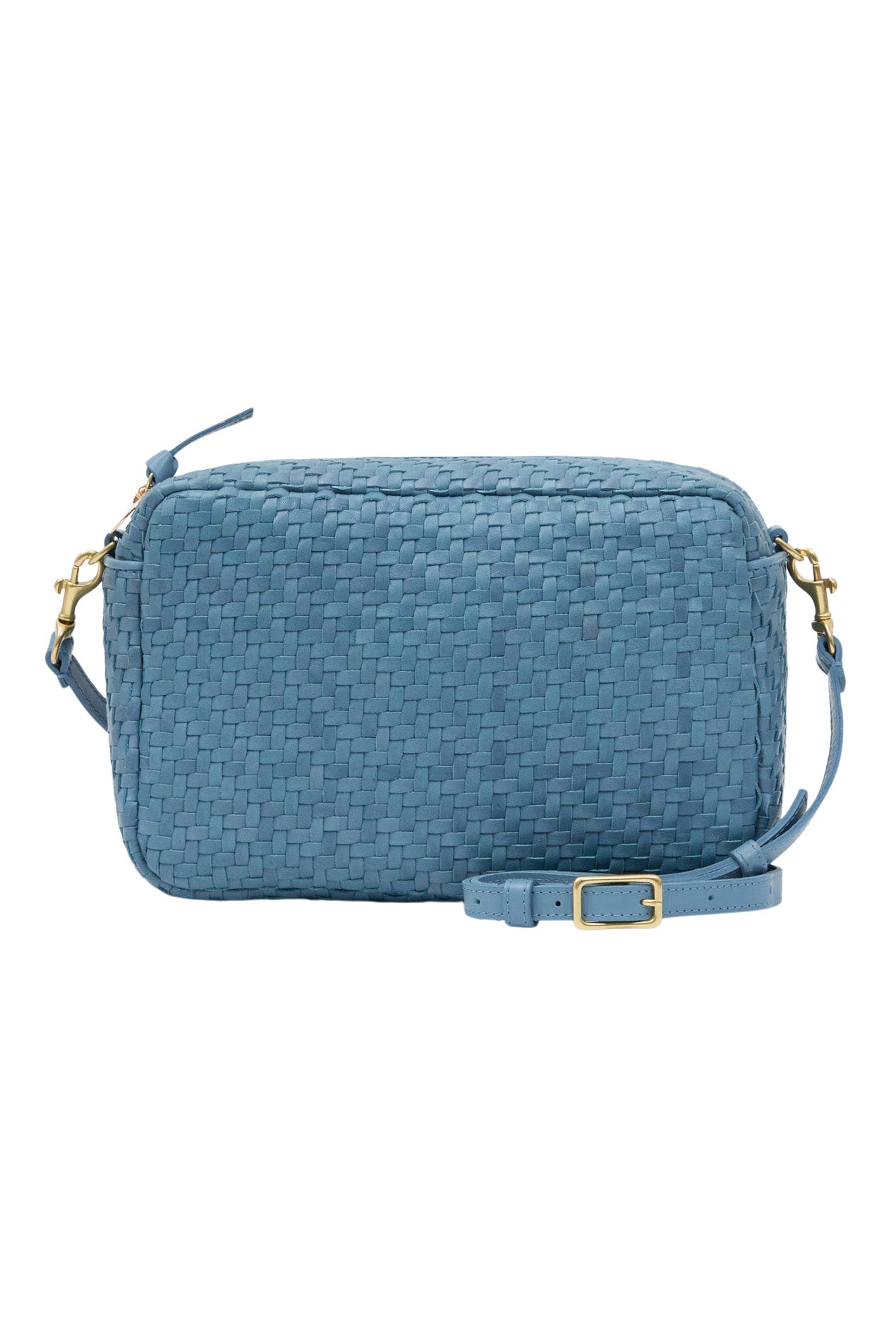 Clare V. Marisol Bag in Desert Blue Woven Zig-Zag Leather