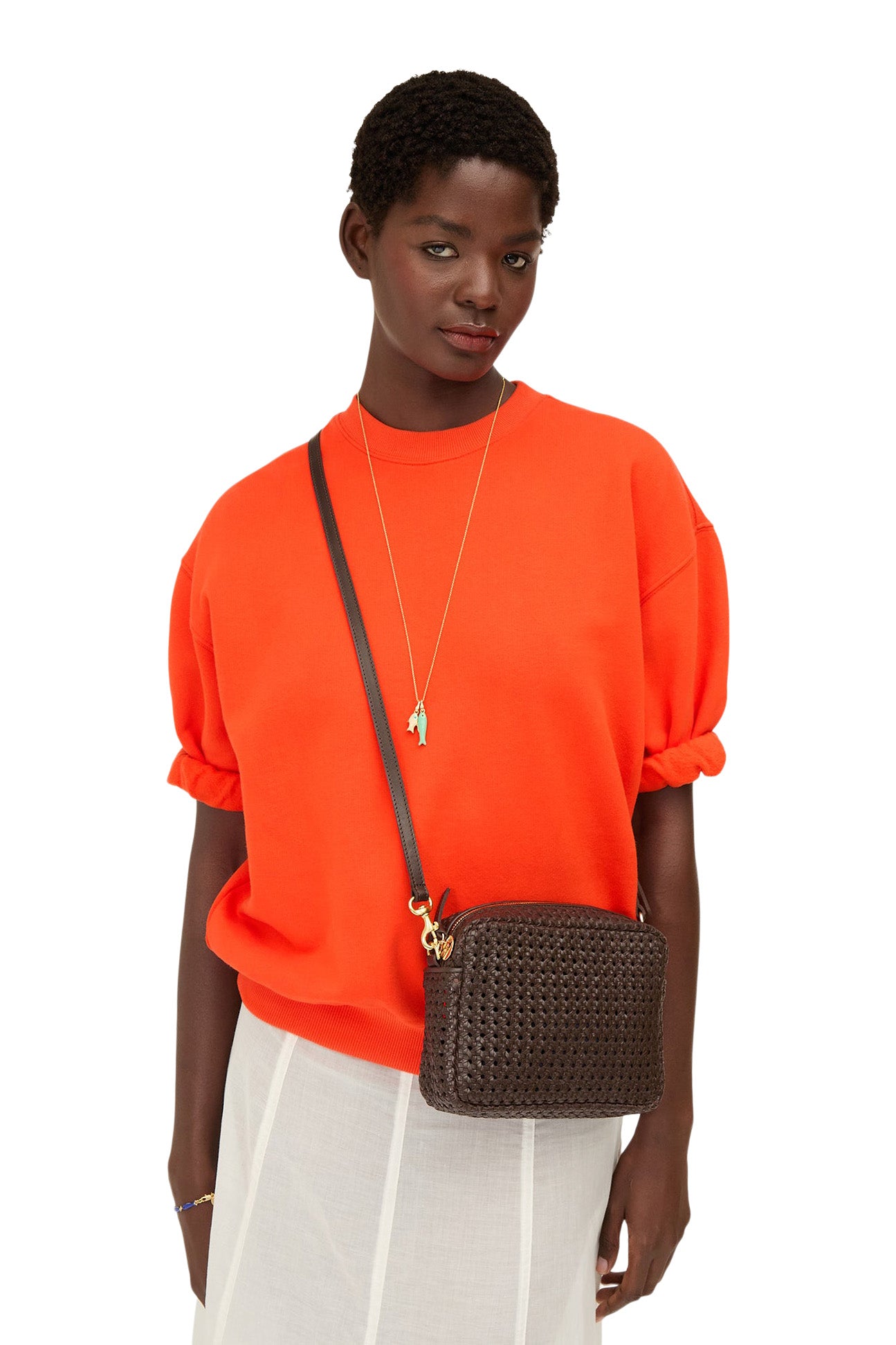 Clare V. Midi Sac in Chocolate Rattan