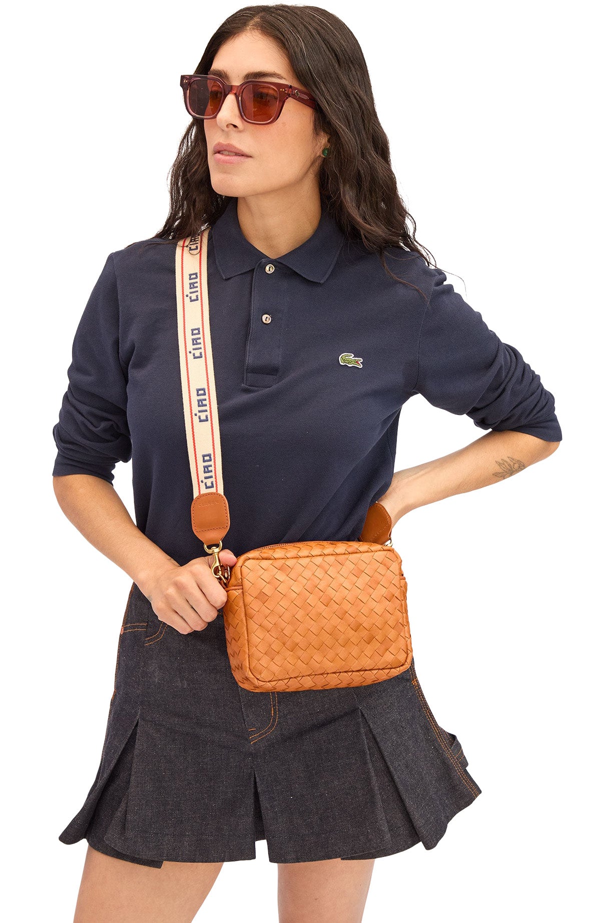 Clare V. Midi Sac in Natural Woven Diagonal