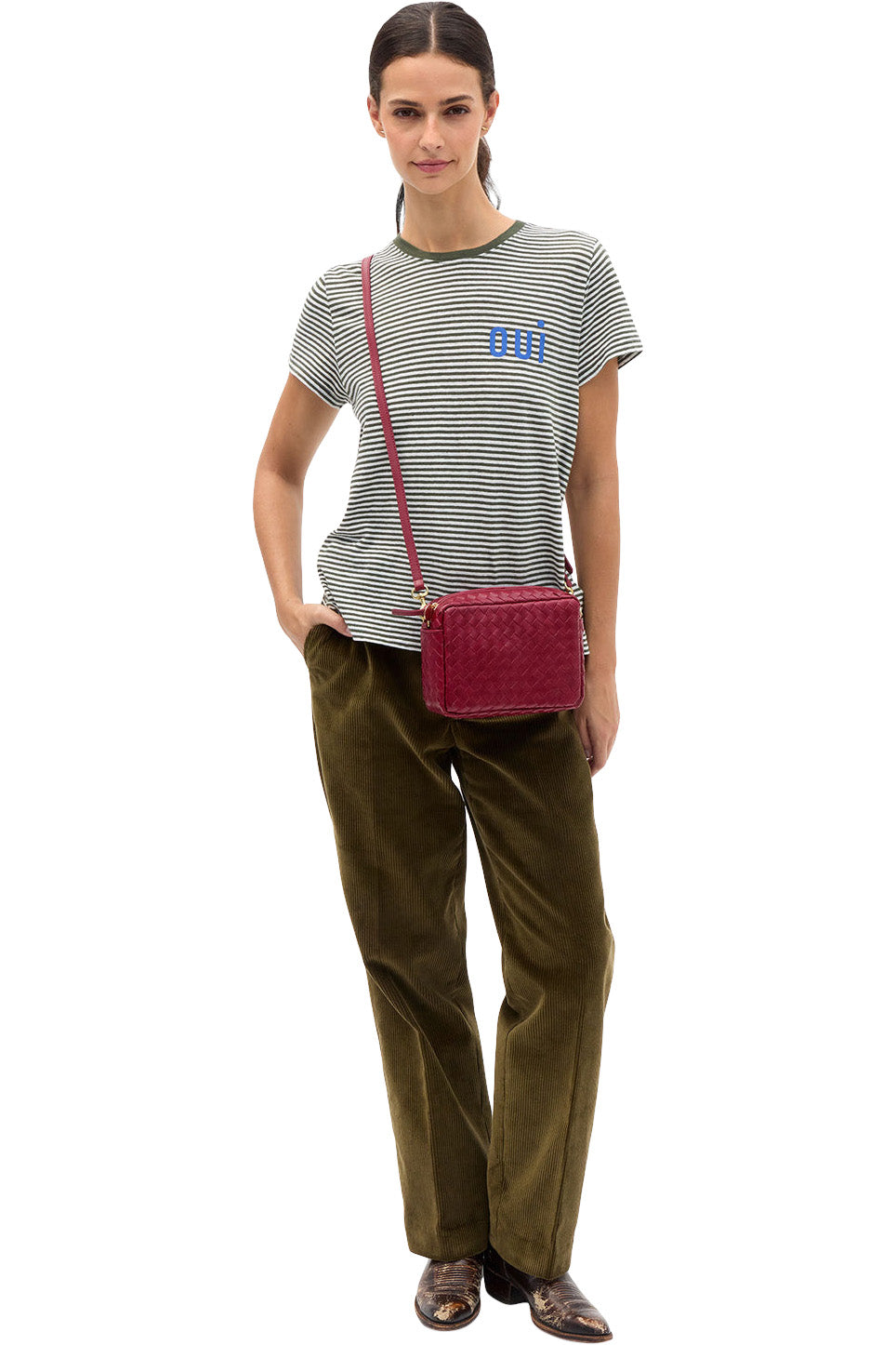Clare V. Midi Sac w/ Pocket
 in Garnet