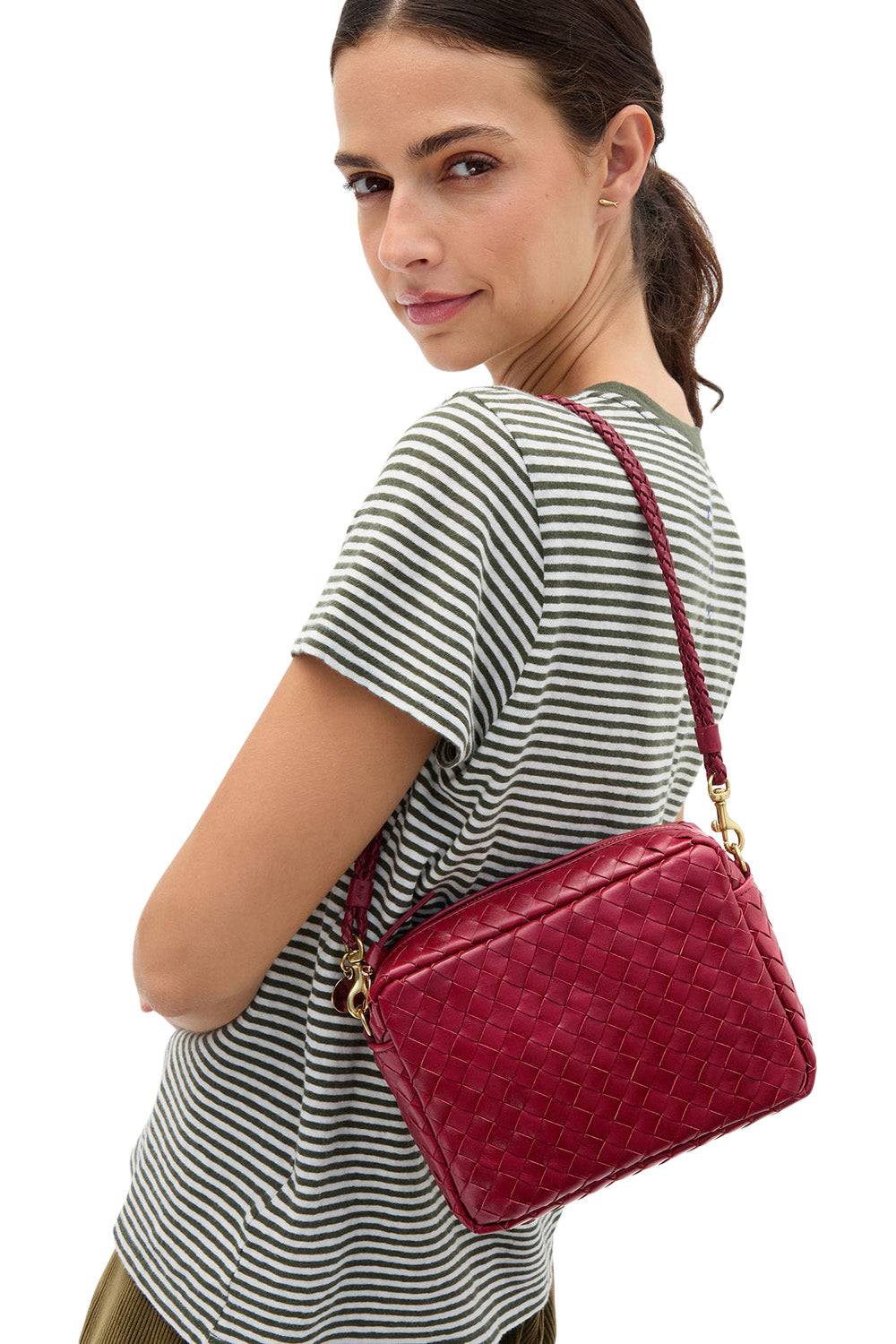 Clare V. Midi Sac w/ Pocket
 in Garnet