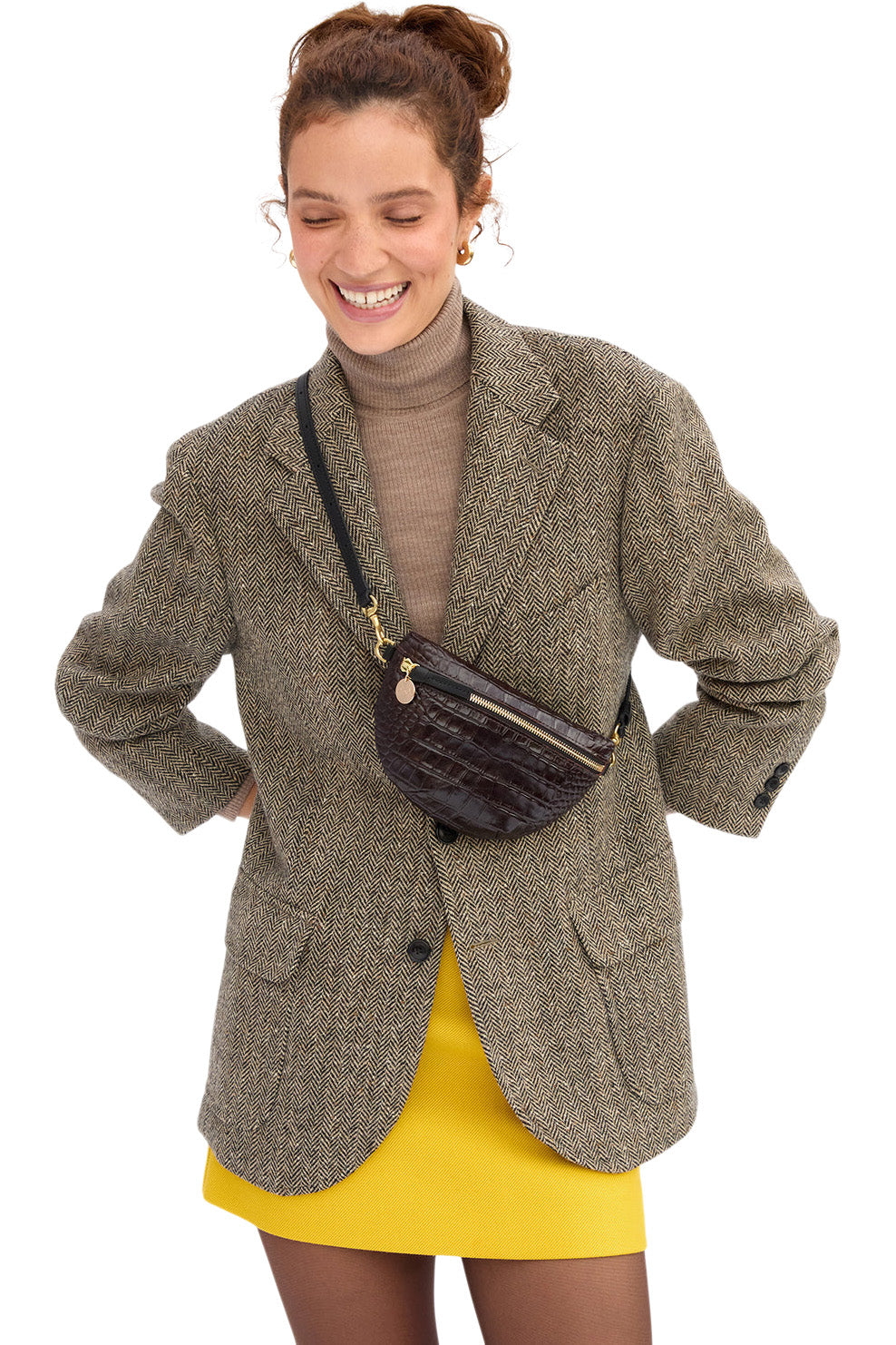 Clare V. Petite Fanny in Mahogany Roma Croco