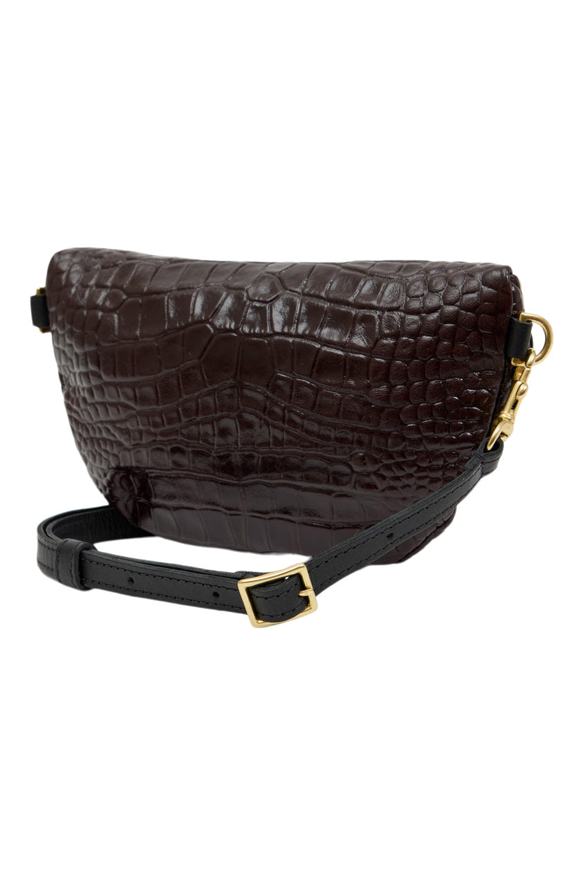 Clare V. Petite Fanny in Mahogany Roma Croco