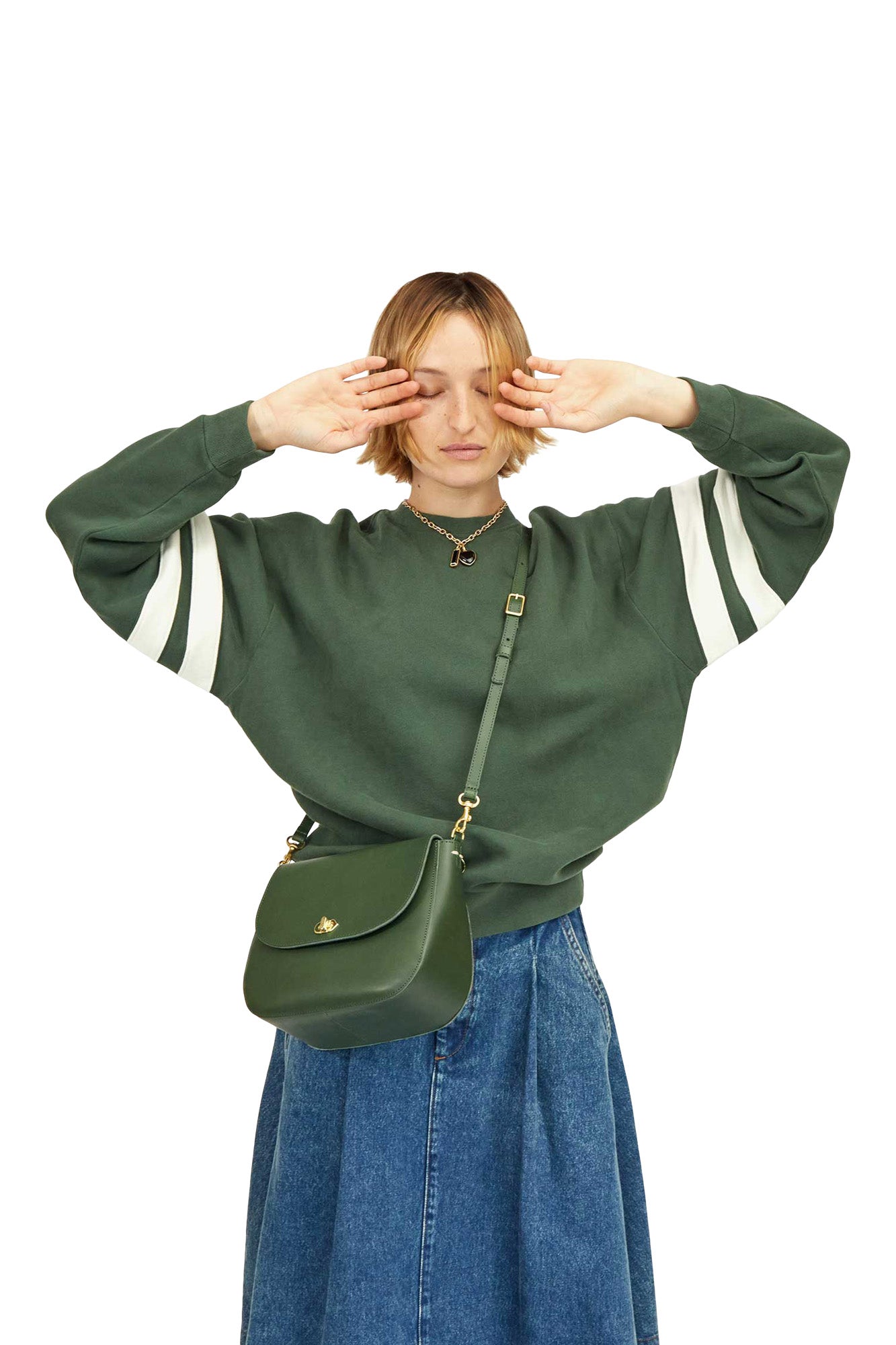 Clare V. Turnlock Louis Bag in Evergreen
