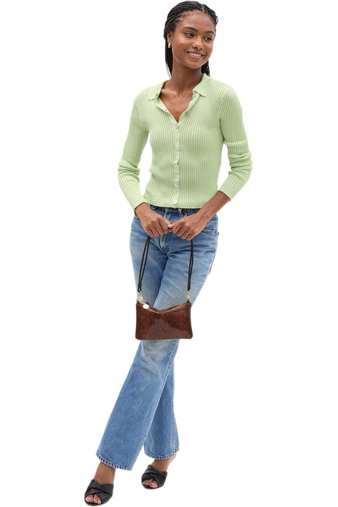 Clare V. Wallet Clutch w/ Tabs - Pierre Python in Auburn