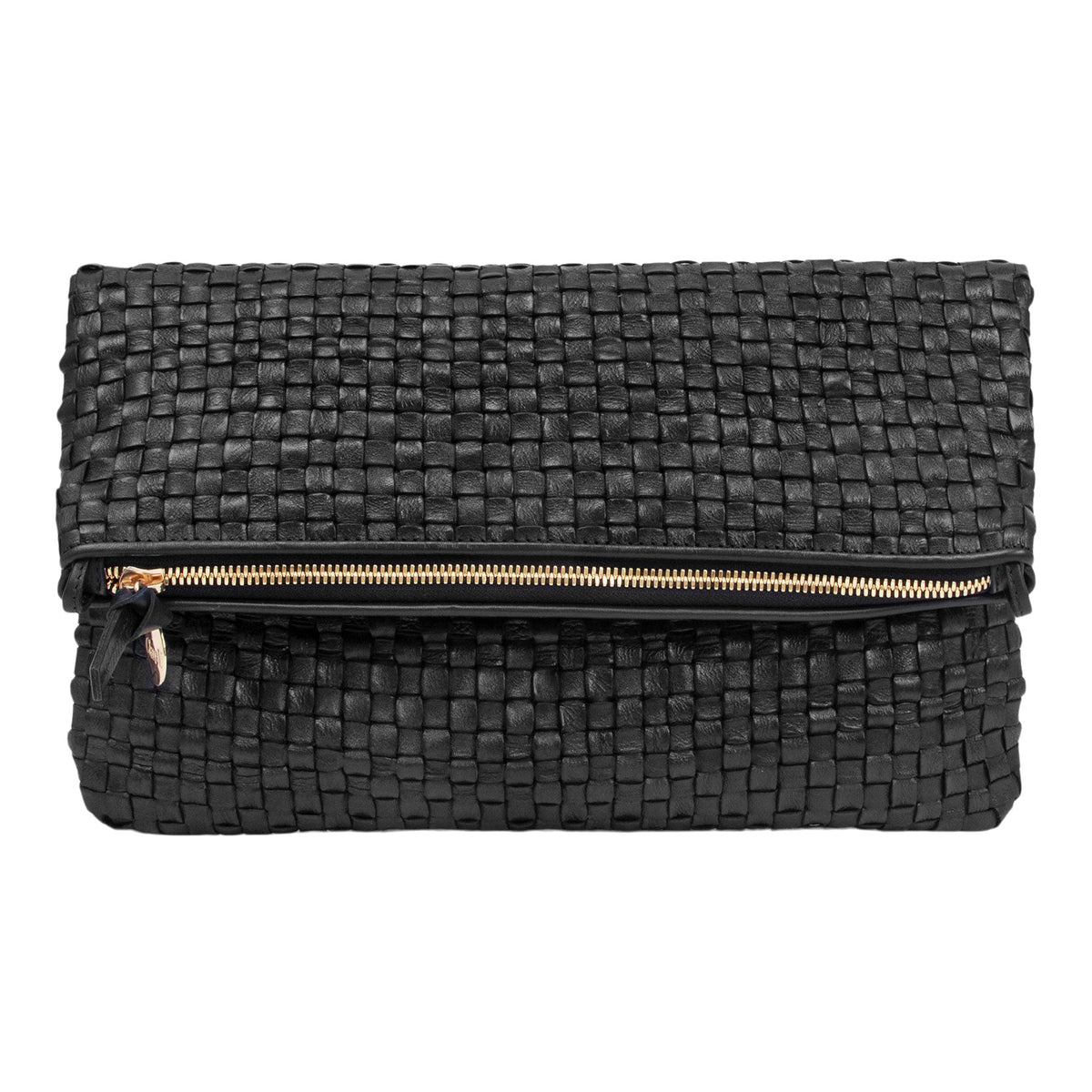 Clare V. Petit Zip Wallet Cuoio with Black & Cream