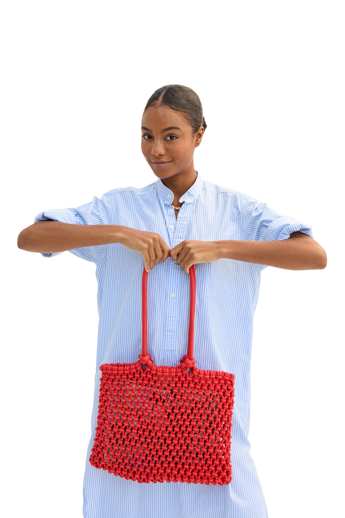 Clare V. Sandy Beach Tote in Bright Poppy