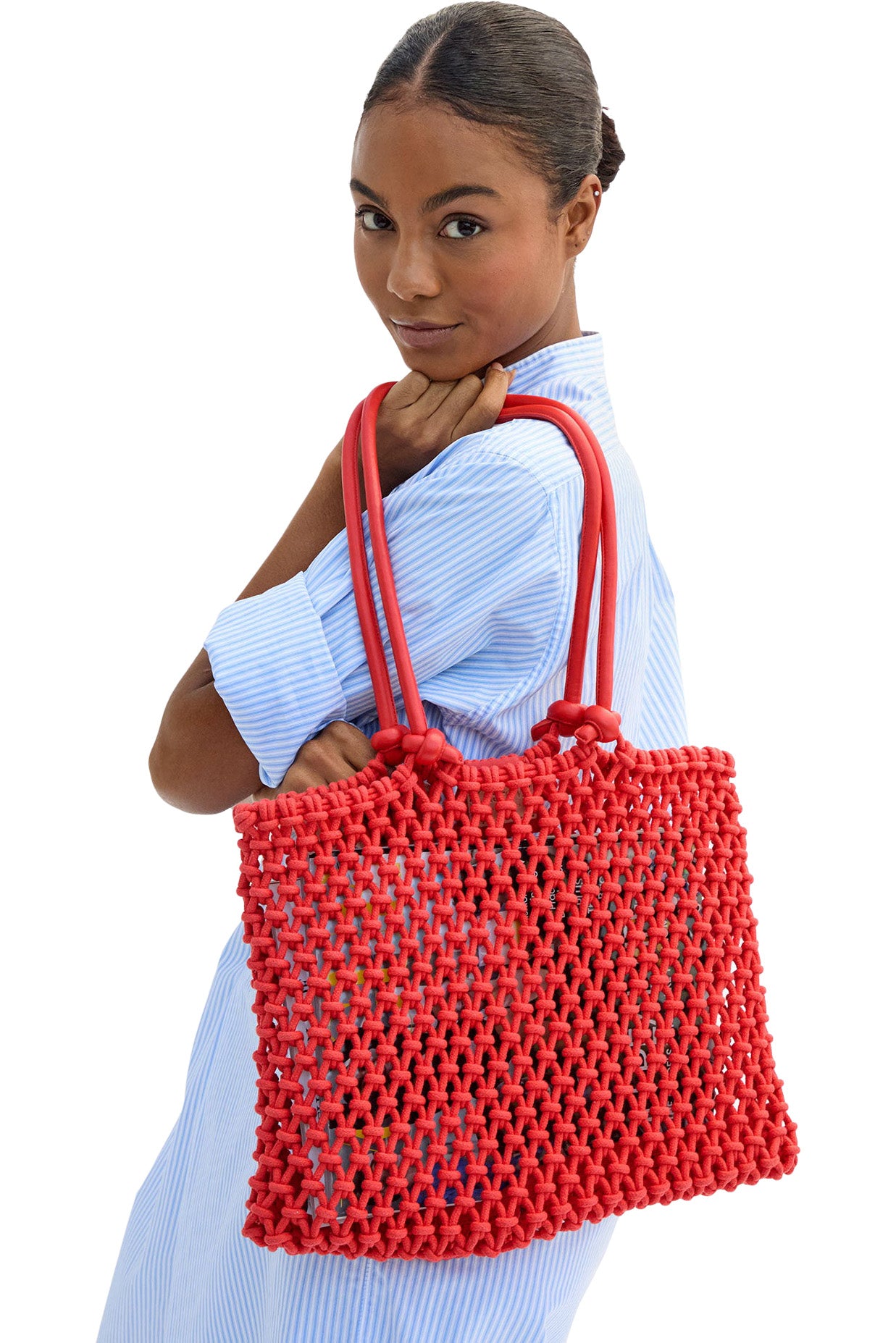 Clare V. Sandy Beach Tote in Bright Poppy