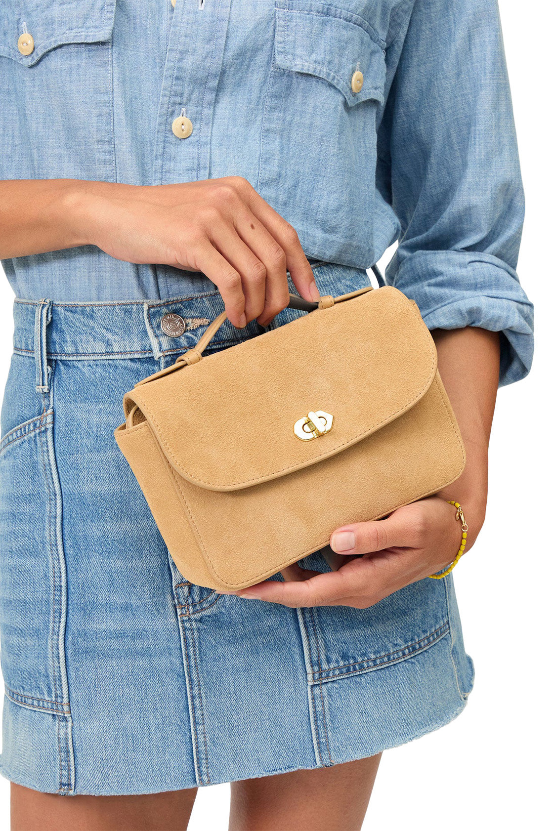 Clare V. Kathryn Bag in Dune Suede