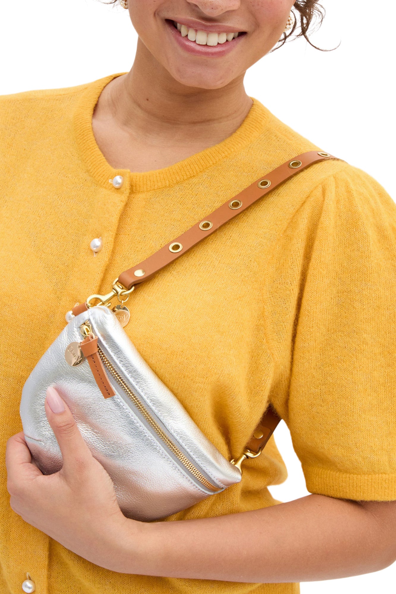Clare V. Shoulder Strap in Cuoio w/ Grommets
