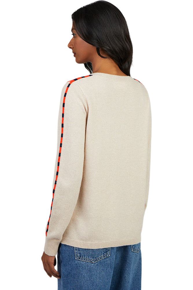 Cocoa Cashmere Nia Colorblock Sweater in Oatmeal Orange