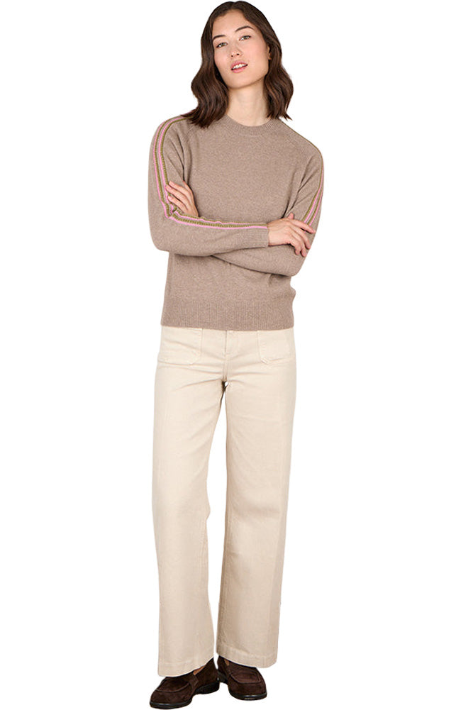 Cocoa Cashmere Niamh Stripe Sweater in Natural Brown