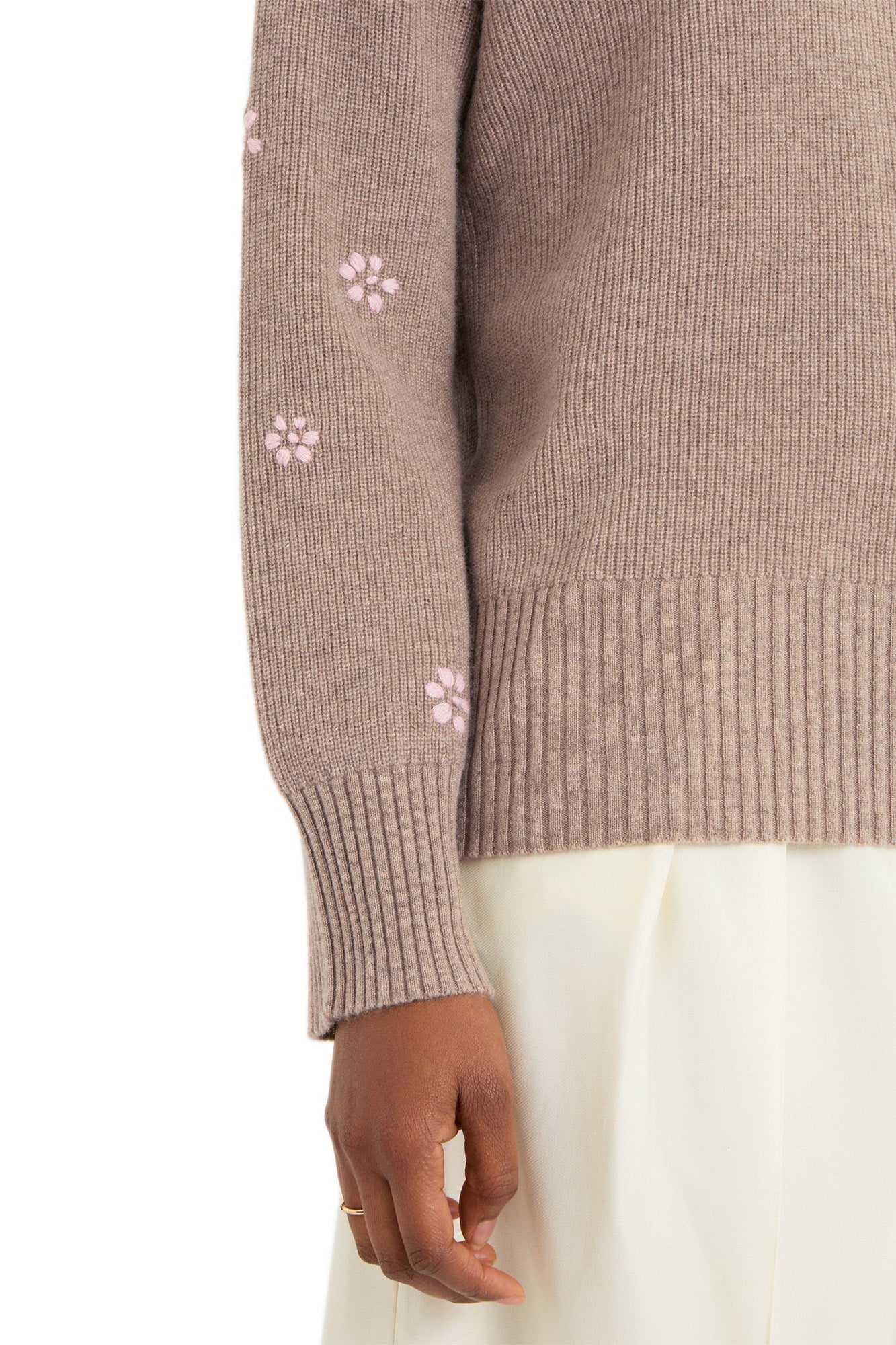 Cocoa Cashmere Zoya V-neck Sweater in Natural Brown