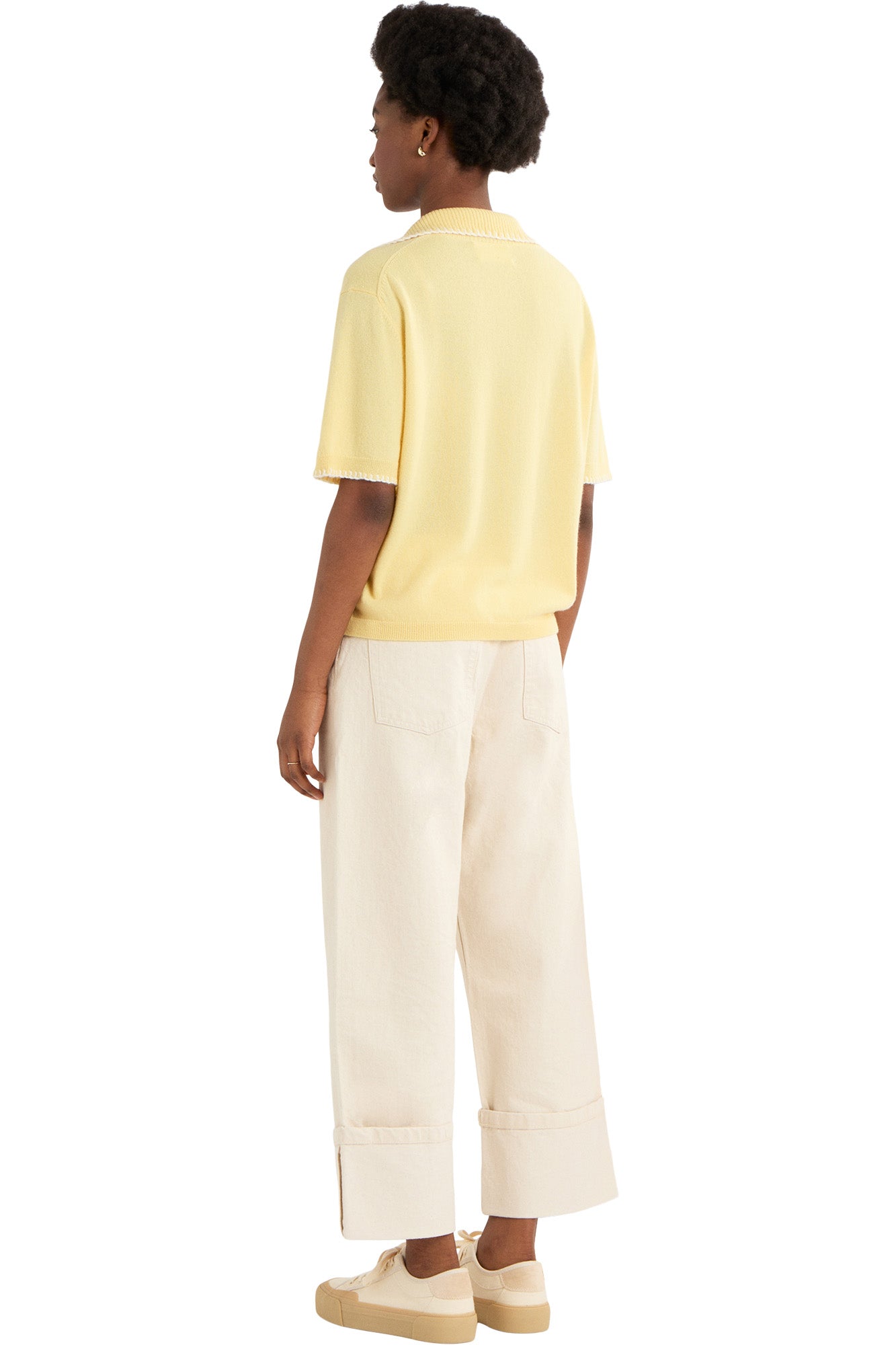 Cocoa Cashmere Lainey Short Sleeve Polo Sweater
