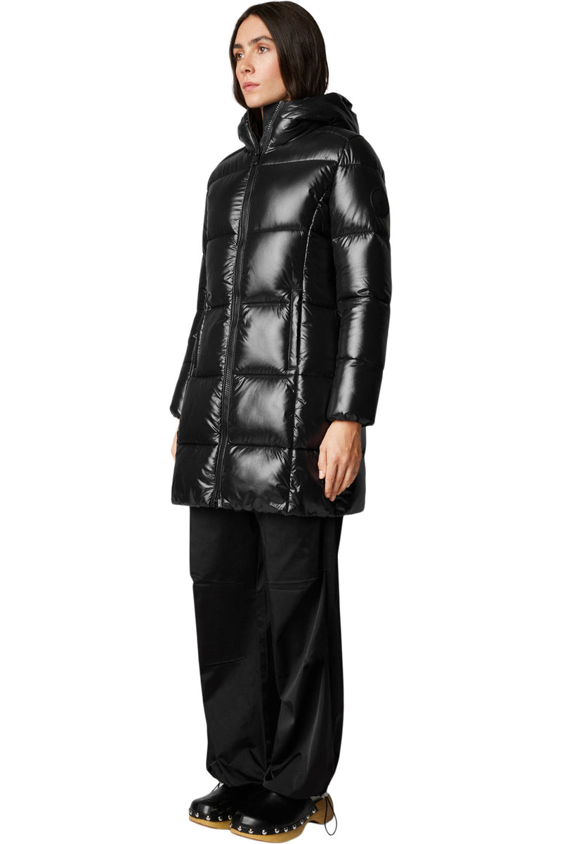 Save The Duck Ines Hooded Puffer Coat in Black
