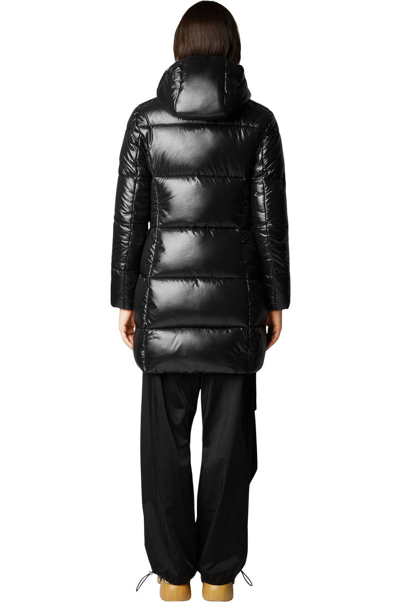 Save The Duck Ines Hooded Puffer Coat in Black