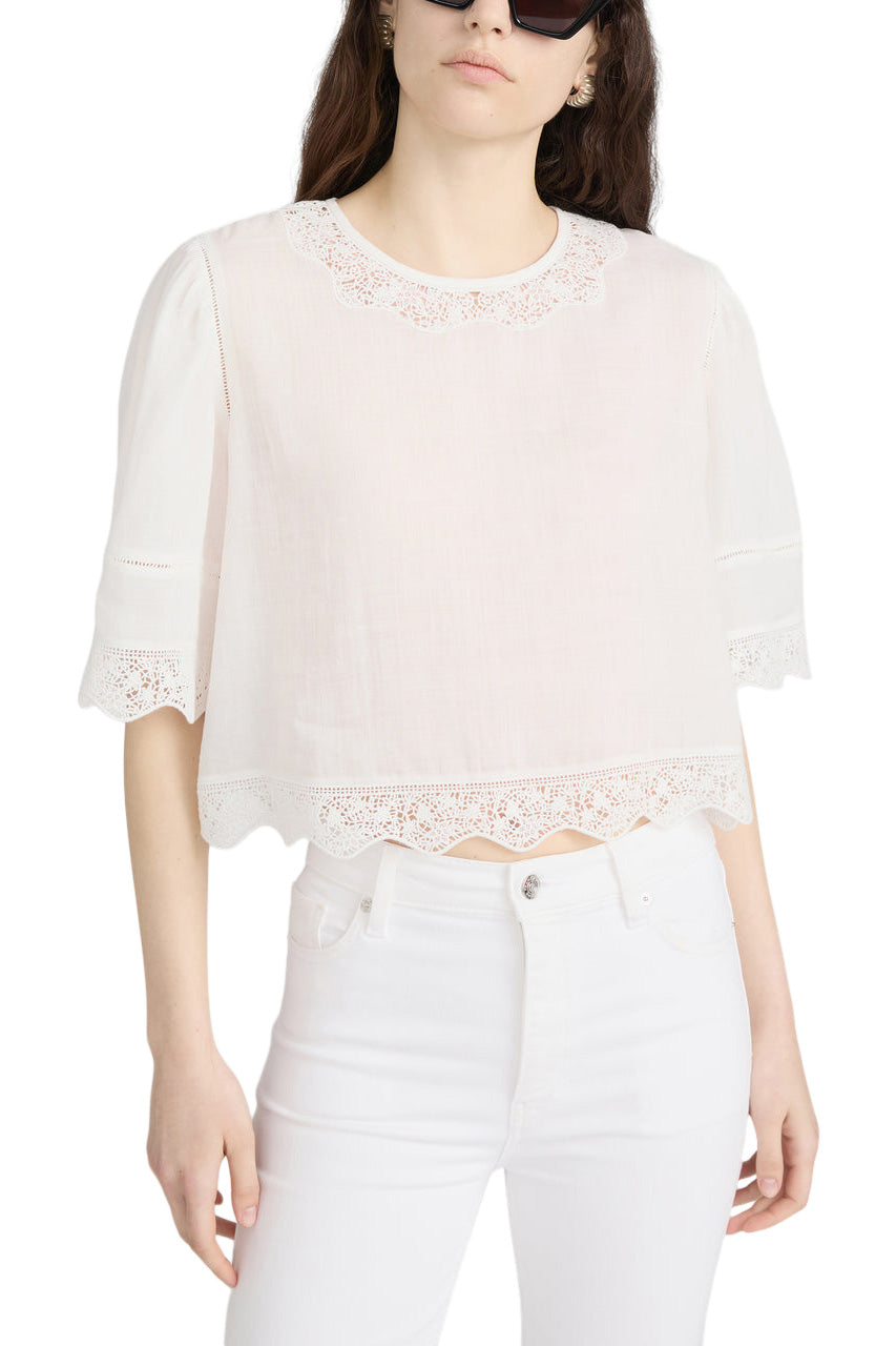 Frame Denim Embroidered Top in White
