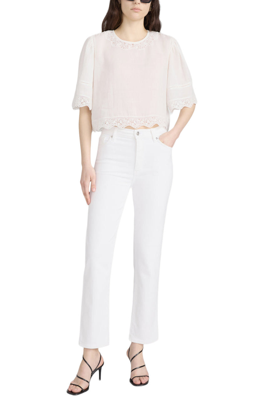 Frame Denim Embroidered Top in White