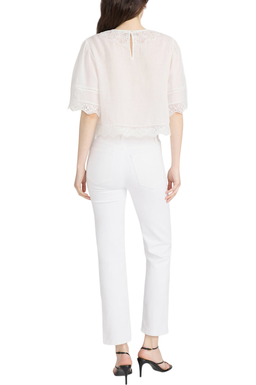 Frame Denim Embroidered Top in White