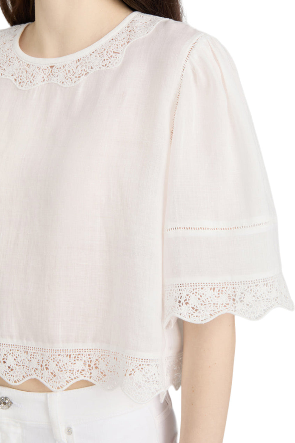Frame Denim Embroidered Top in White