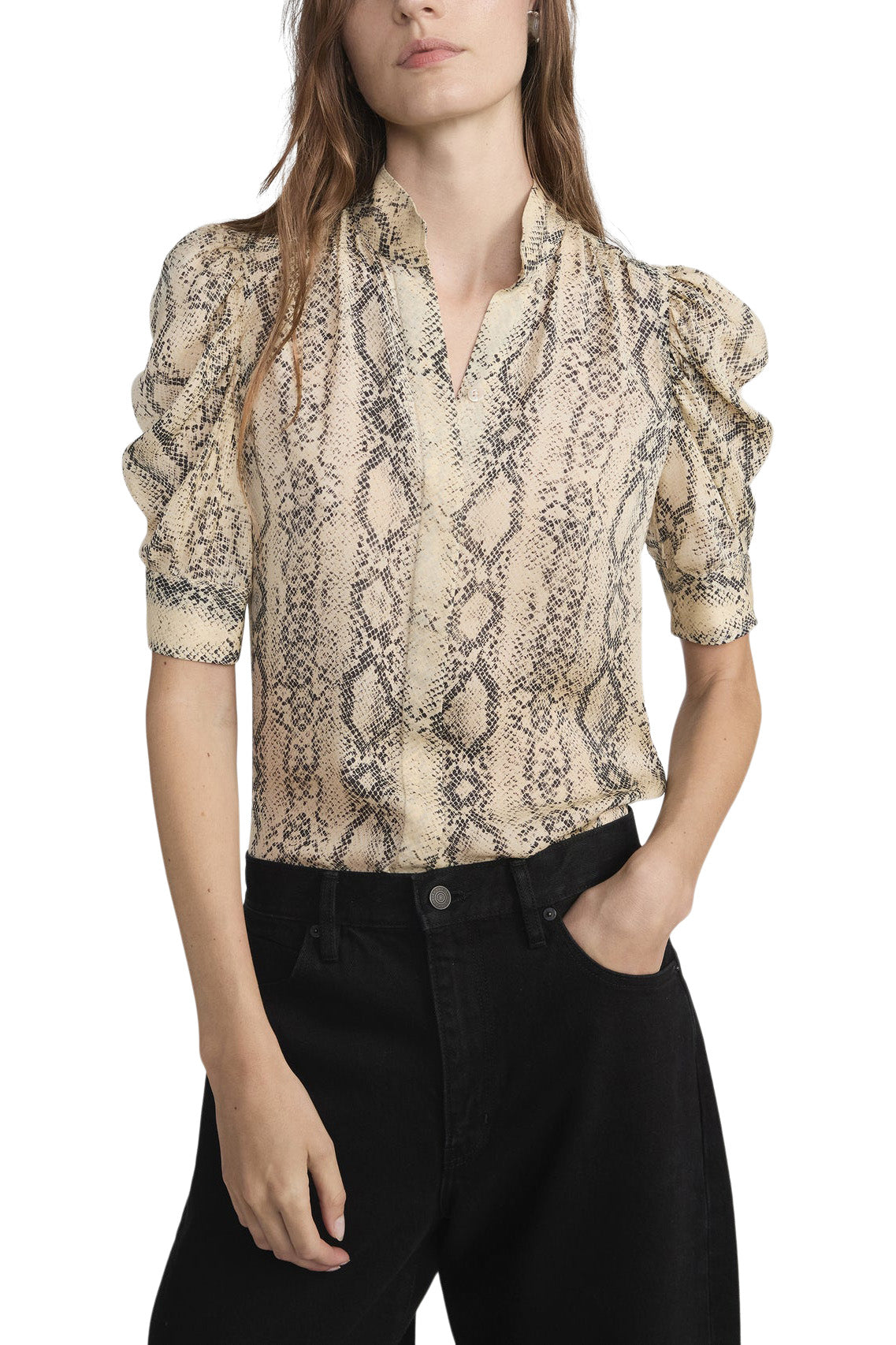 Frame Denim Gillian Snake Top in Camel Multi