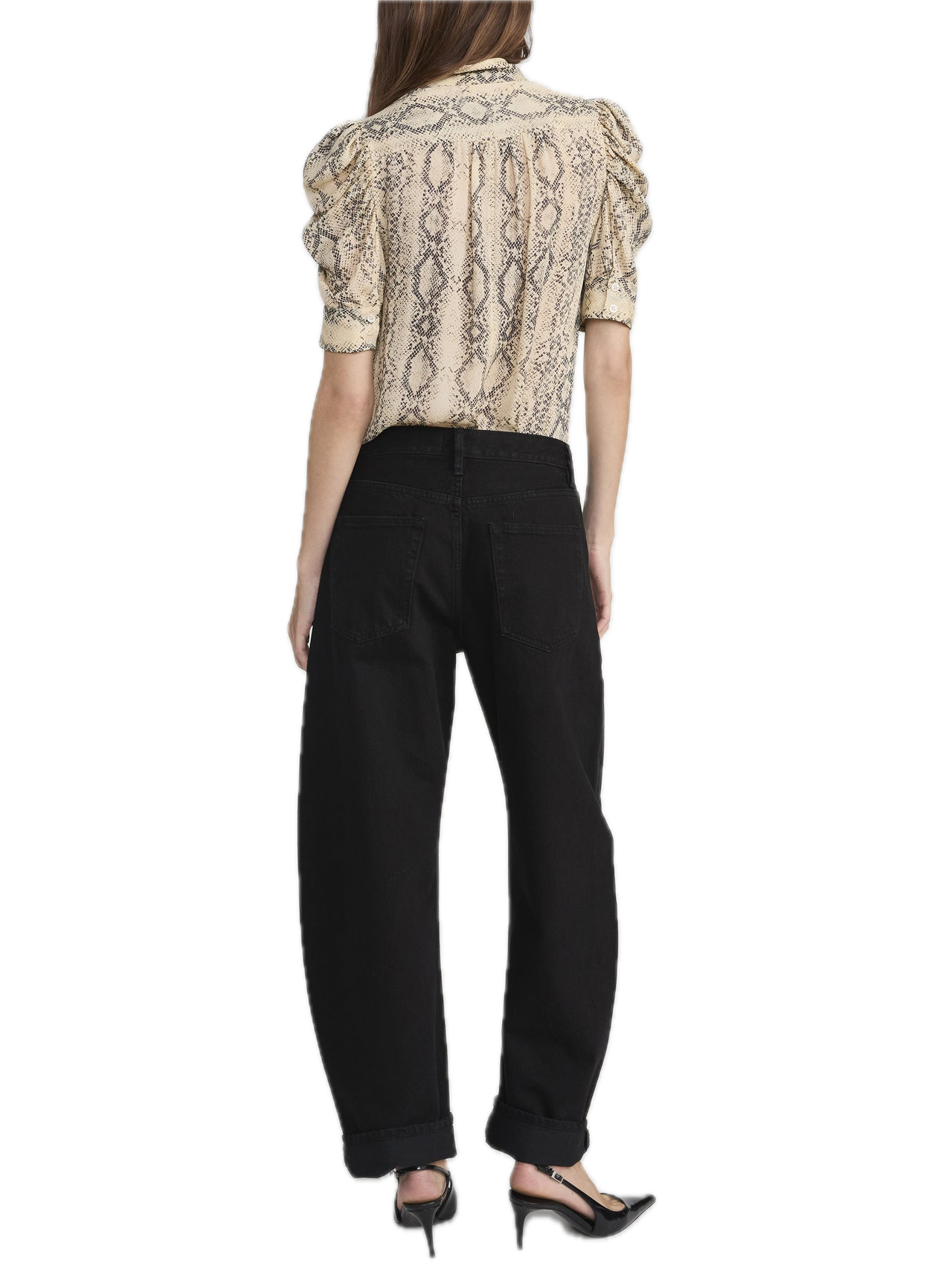 Frame Denim Gillian Snake Top in Camel Multi