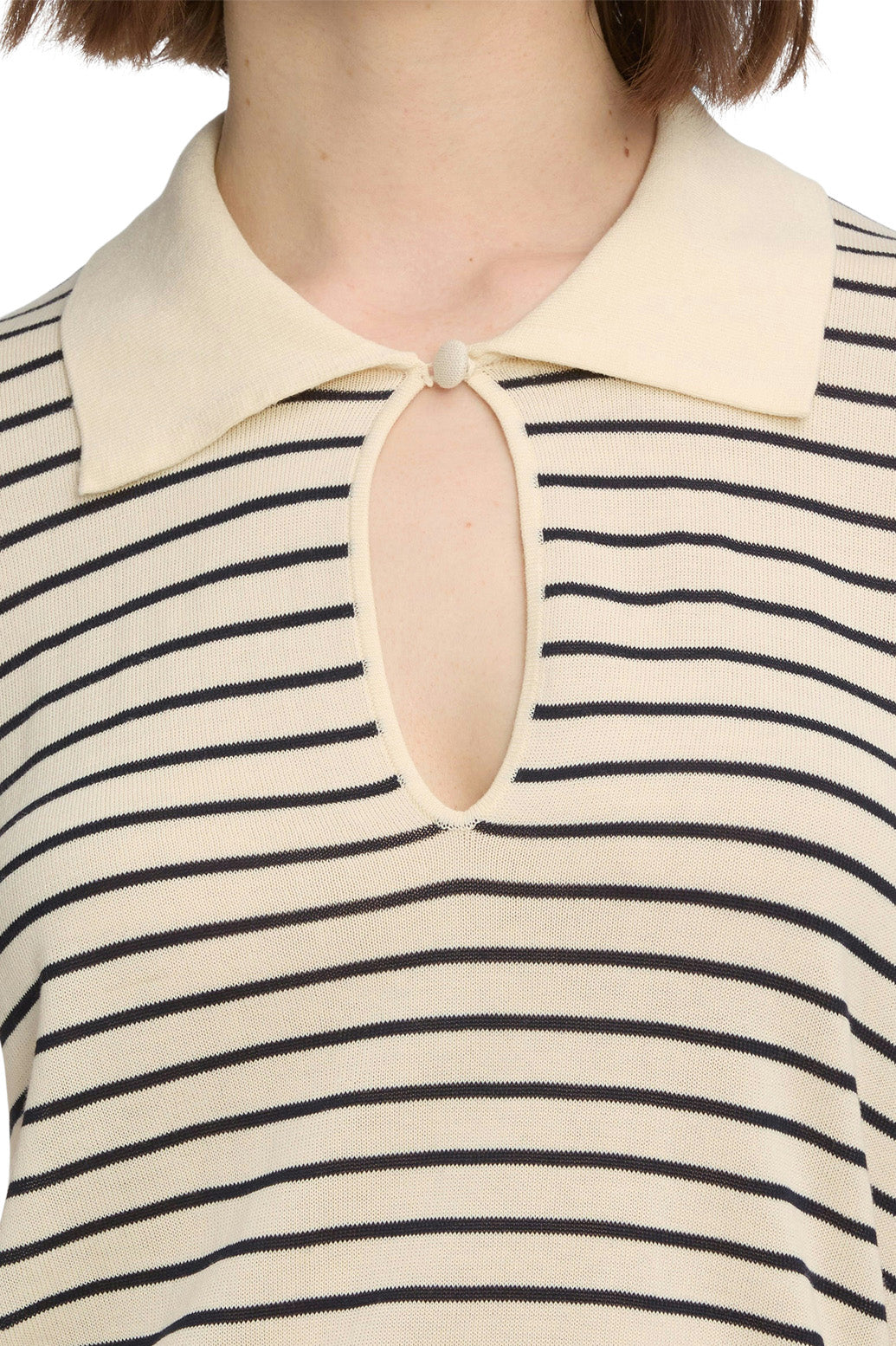 Frame Denim Keyhole Polo in Cream Multi