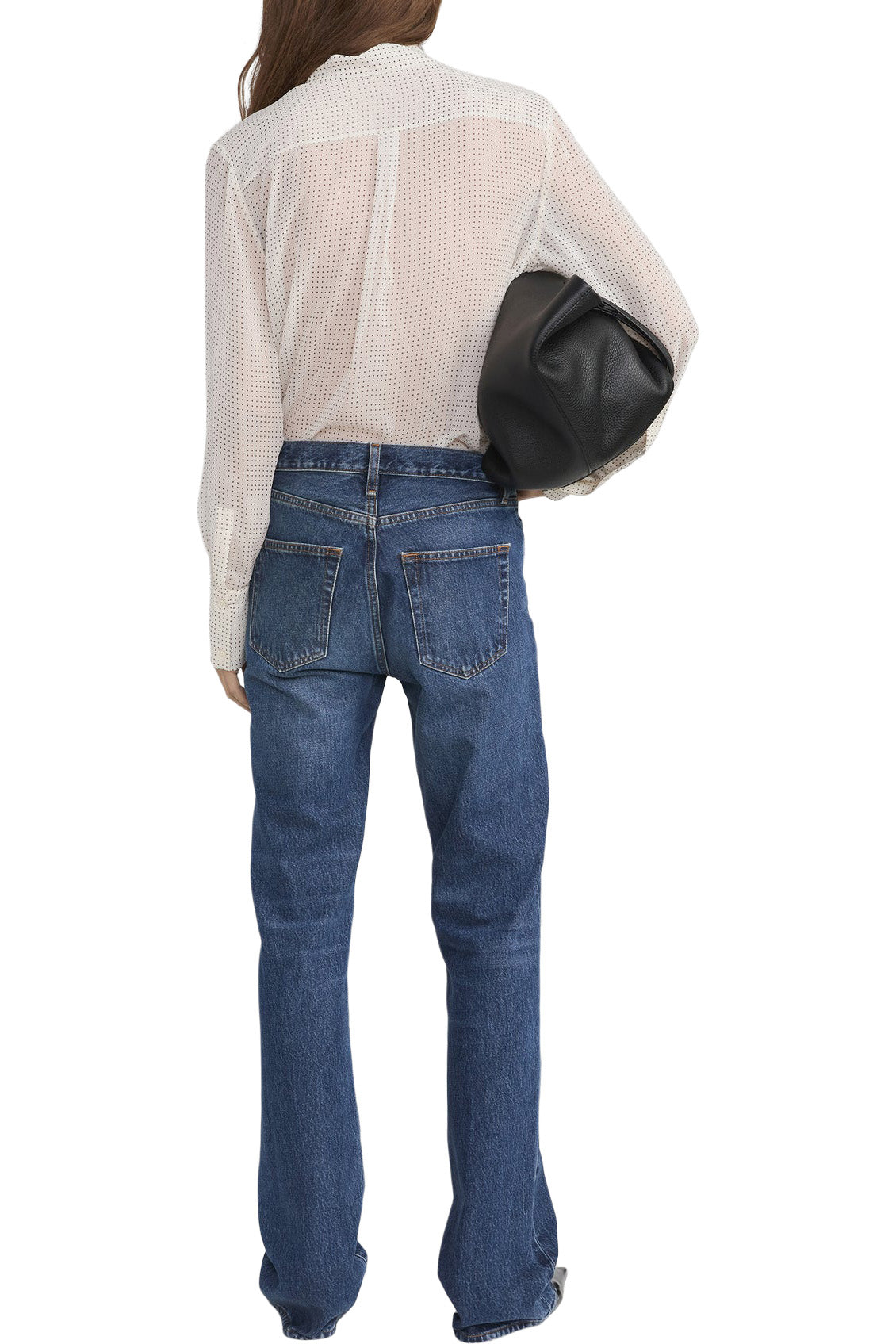 Frame Denim Polka Dot Modern Tie Blouse in Ecru Multi