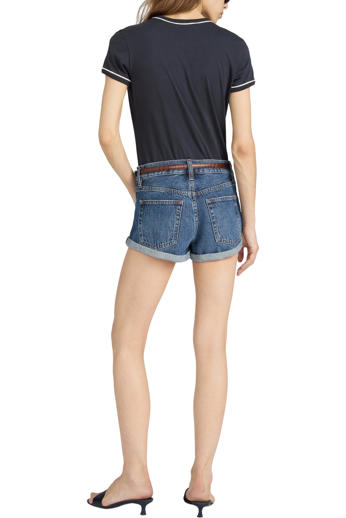 Frame Denim Ringer Baby Tee in Navy Multi