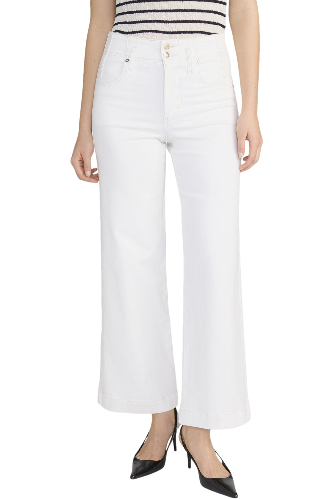 Frame Denim Seamed Wide Trouser in Au Natural Clean