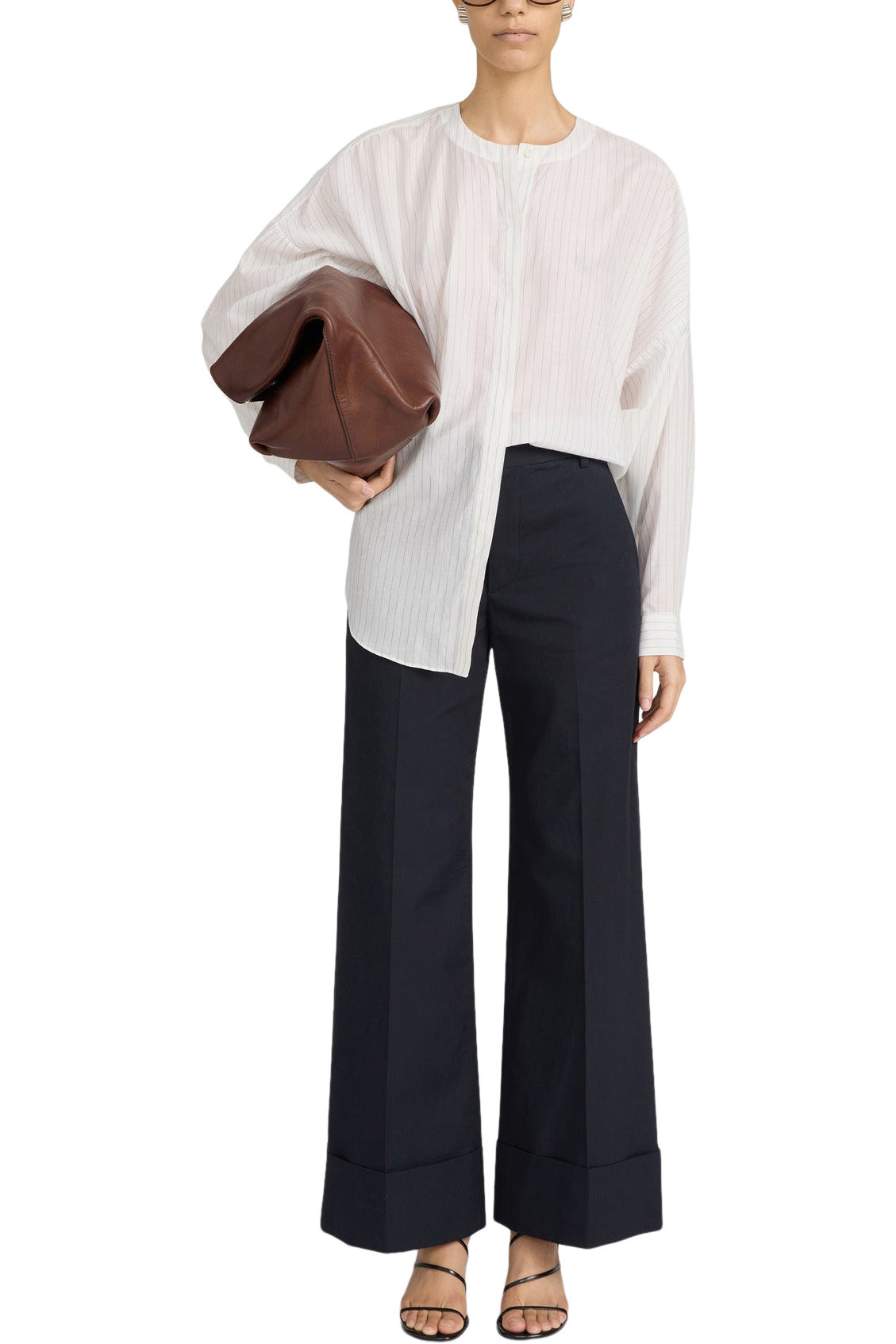 Frame Denim Slim Palazzo Trouser in Navy