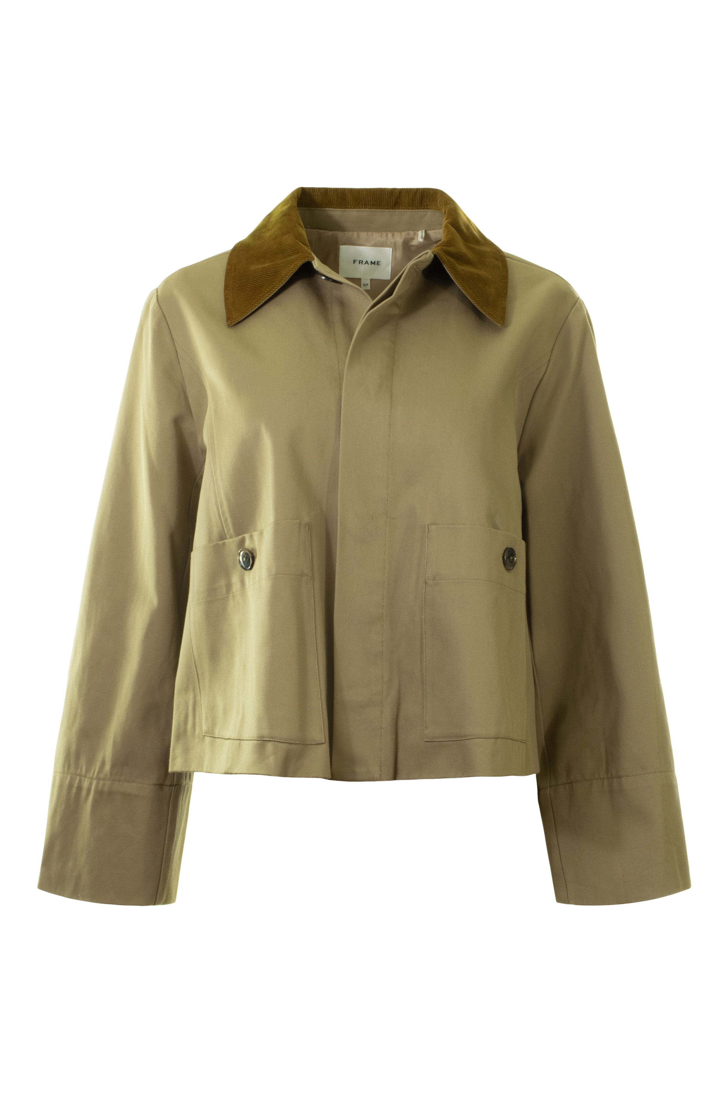 Frame Denim Small Trench Coat in Khaki