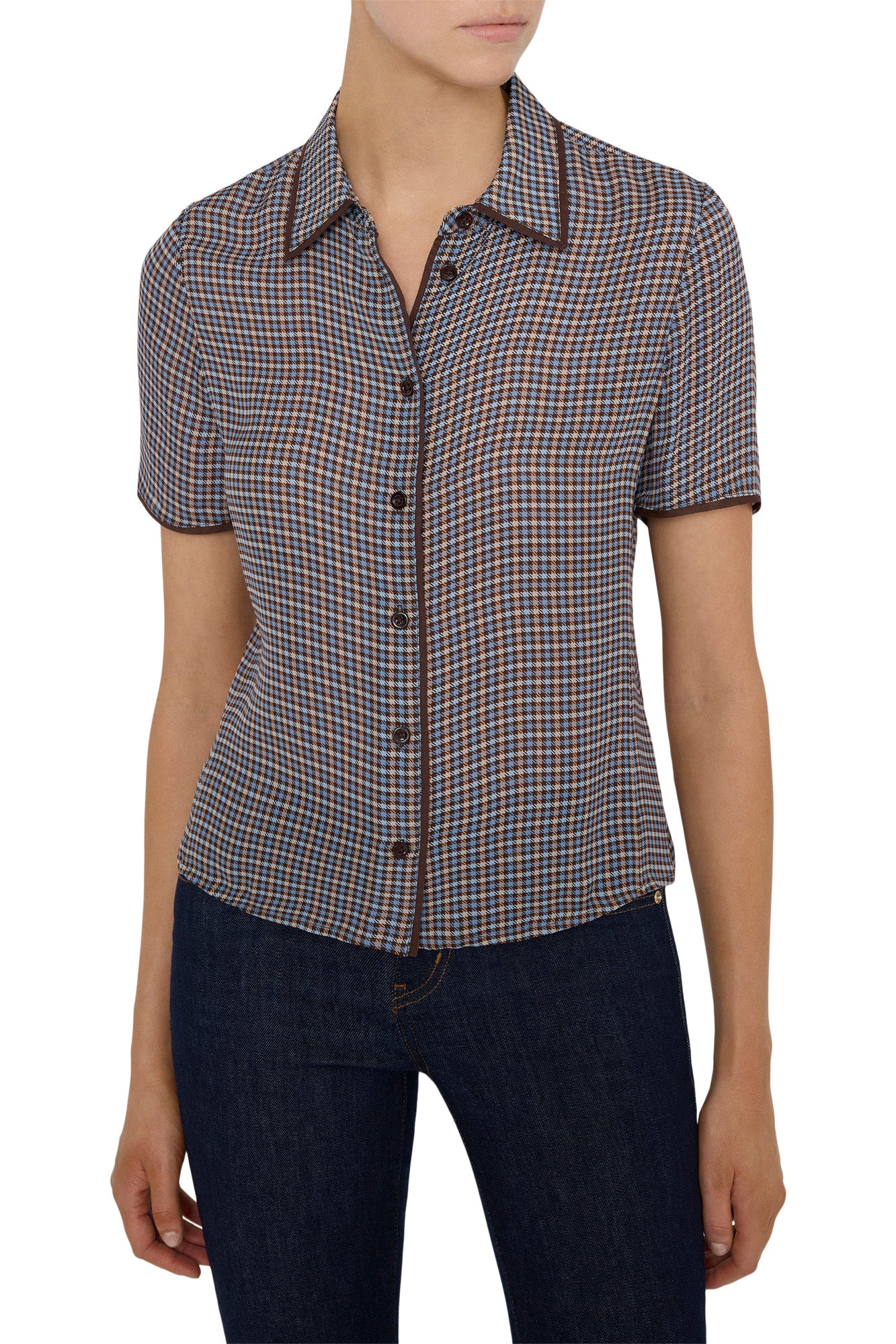 Frame Denim The Essential Top in Chestnut Multi Plaid