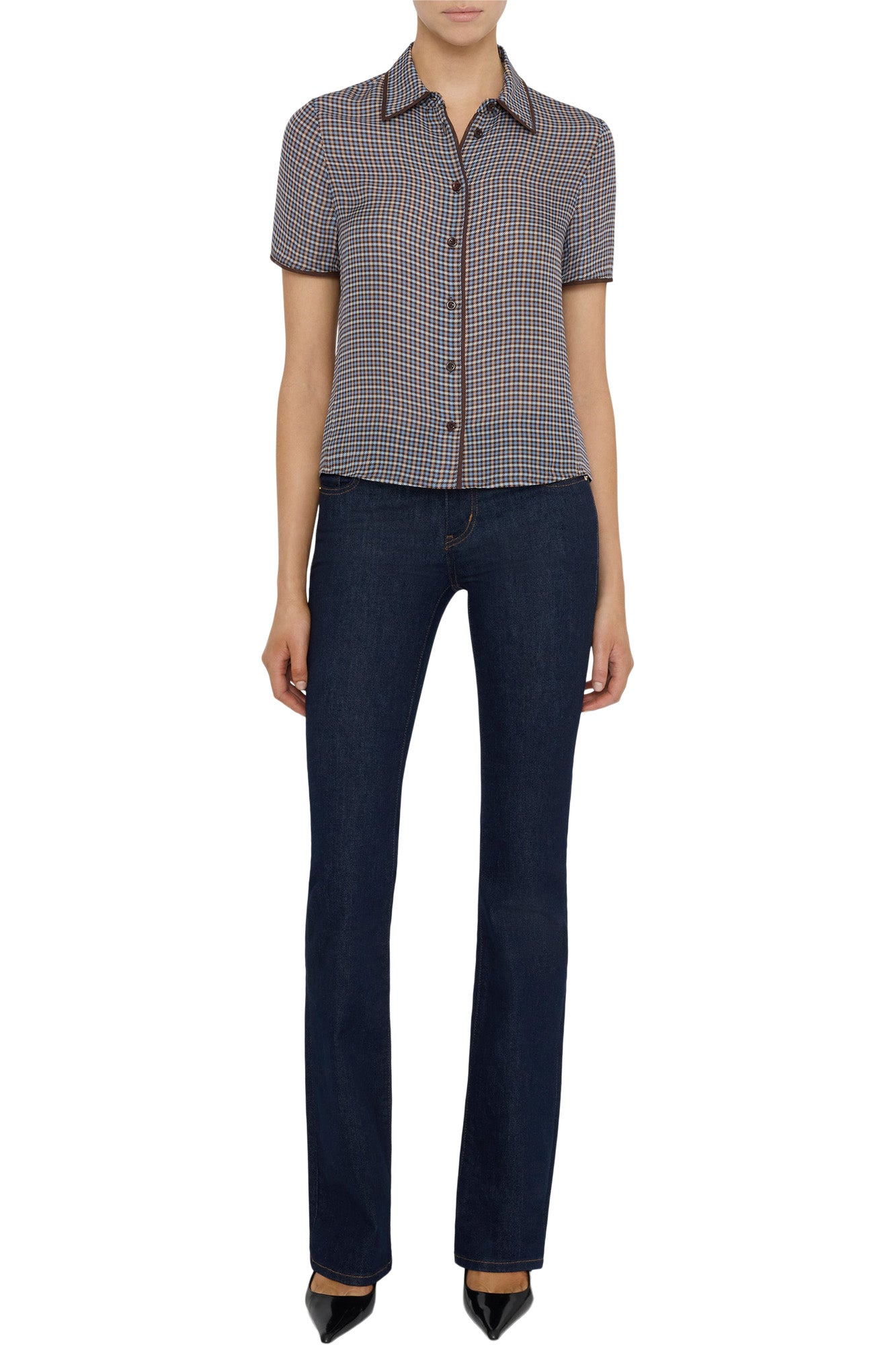 Frame Denim The Essential Top in Chestnut Multi Plaid