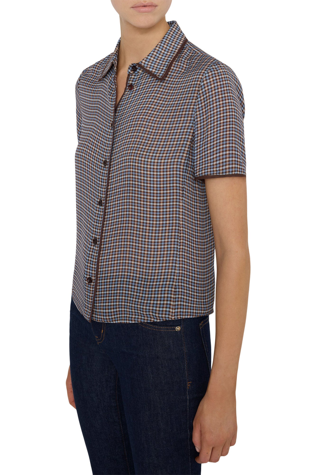 Frame Denim The Essential Top in Chestnut Multi Plaid