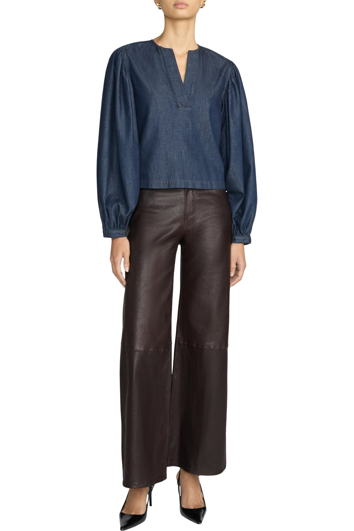 Frame Denim The Off Duty Long Sleeve Popover in Rinse