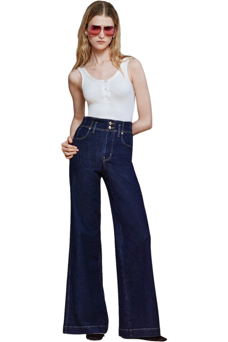 Frame Denim The Seamed Wide Trouser in Rinse