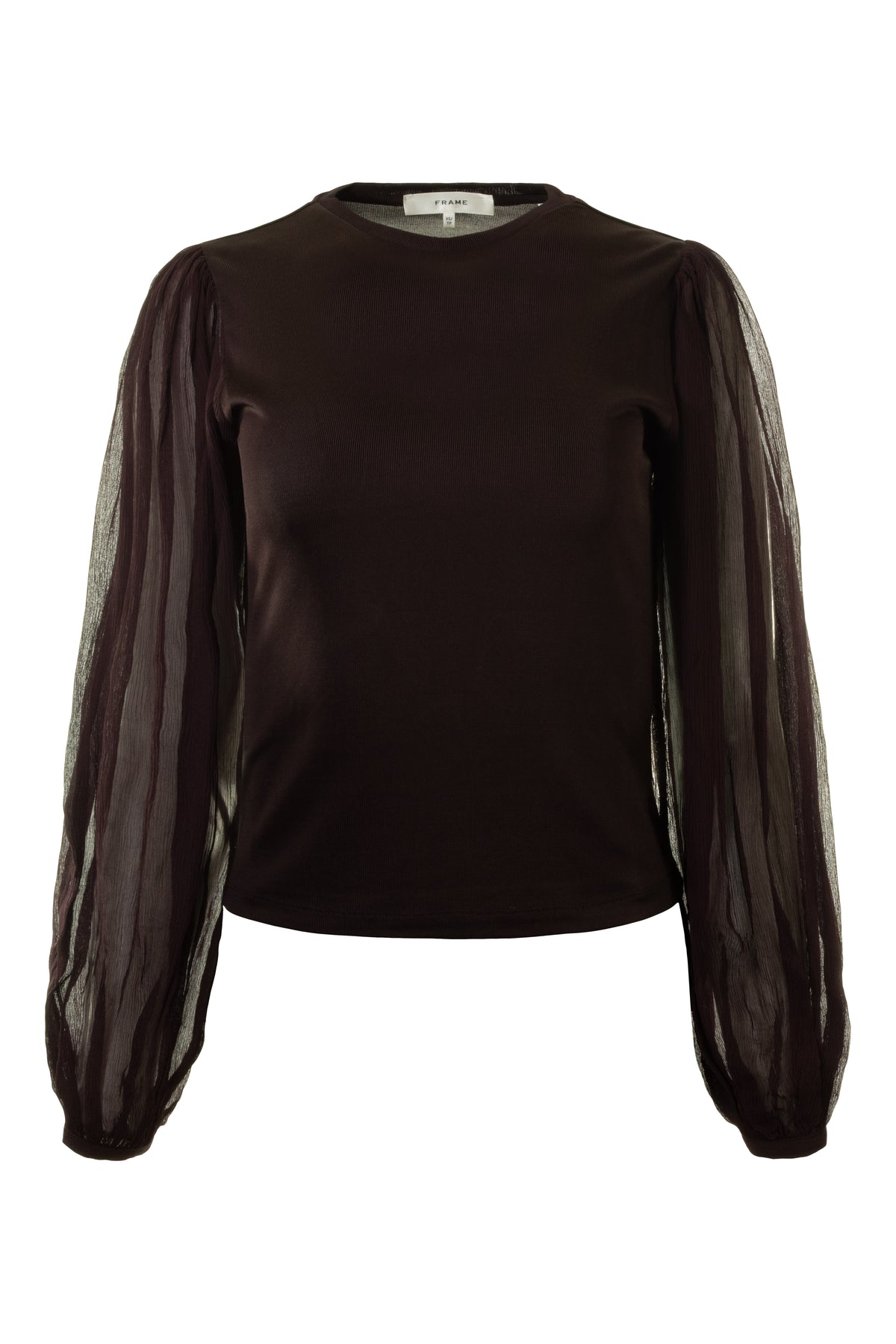Frame Denim The Sheer Sleeve Top in Cranberry