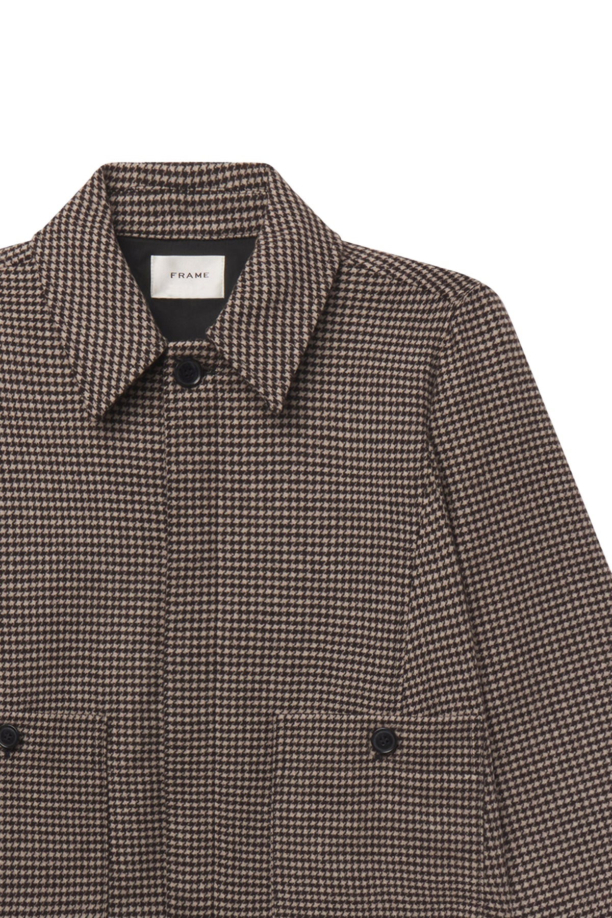 Frame Denim The Wool Mini Swing Jacket in Black Houndstooth