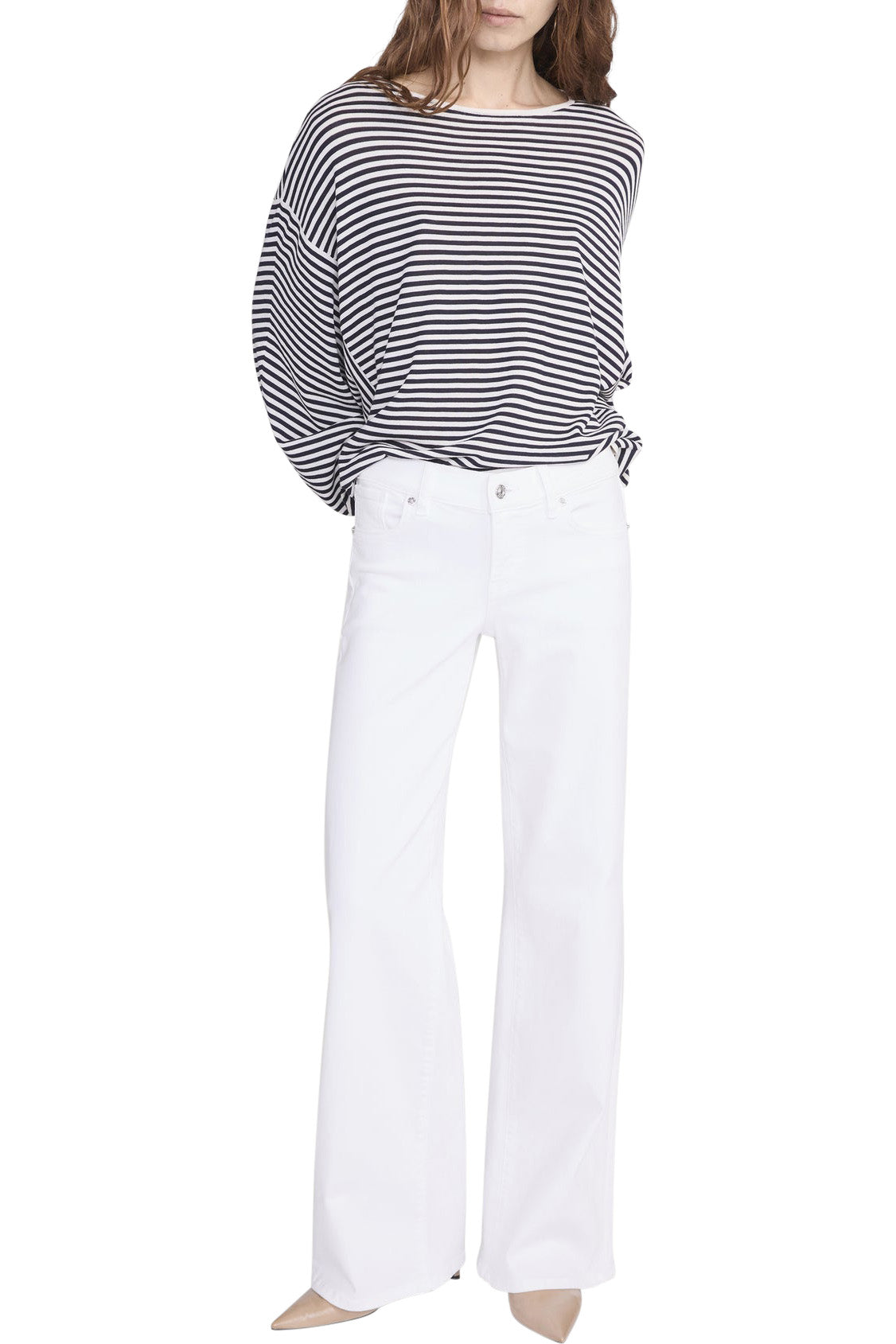 Frame Denim Low Rise Le Slim Palazzo in White